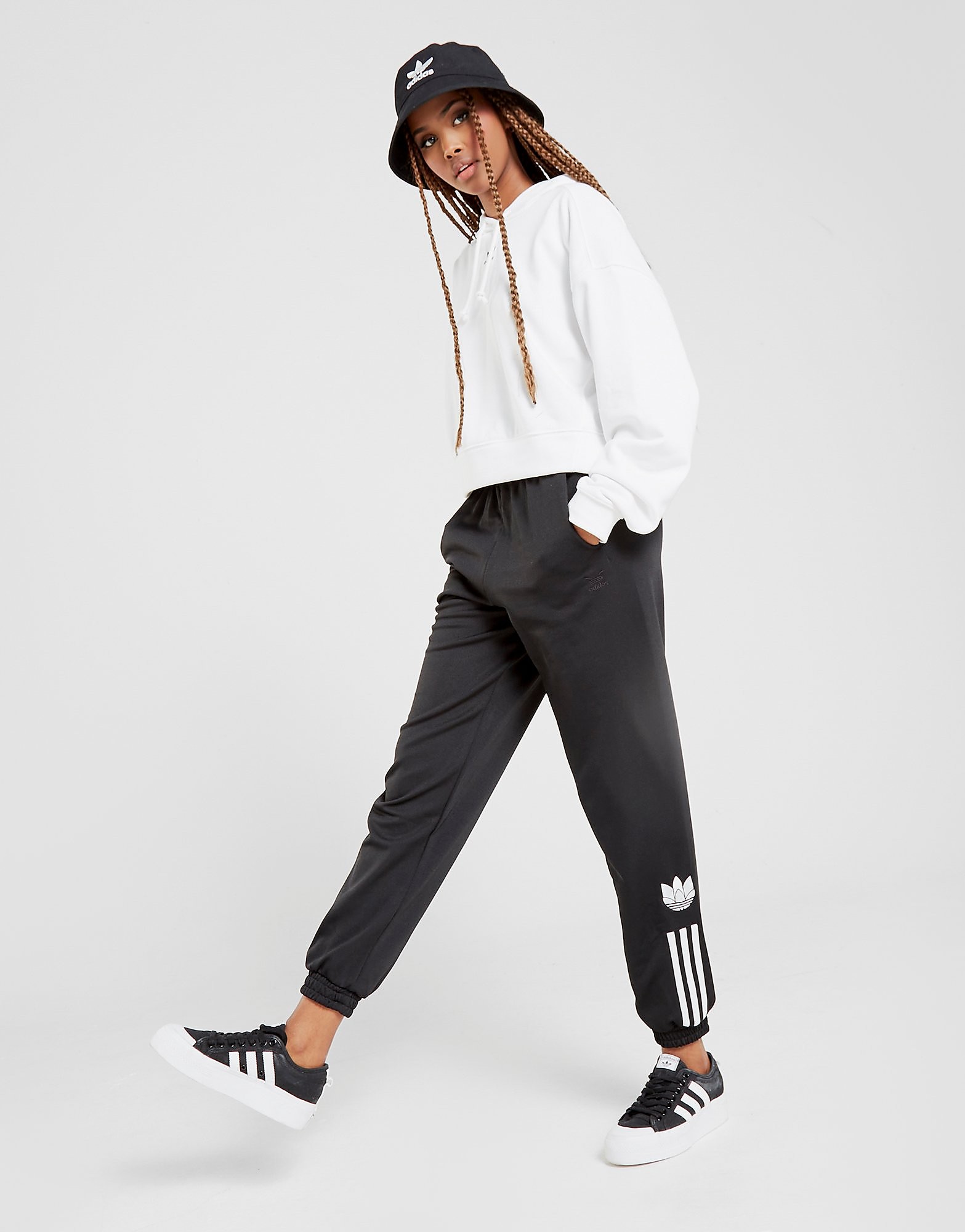 

adidas Originals 3-Stripes Trefoil Fleece Joggers - Black - Womens, Black