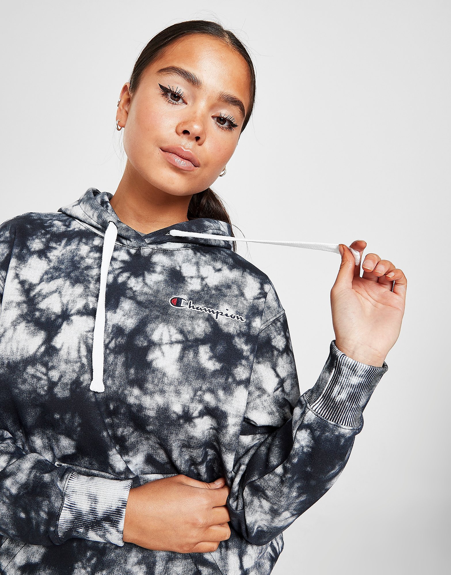 

Champion Tie Dye Overhead Boyfriend Hoodie - Black - Womens, Black