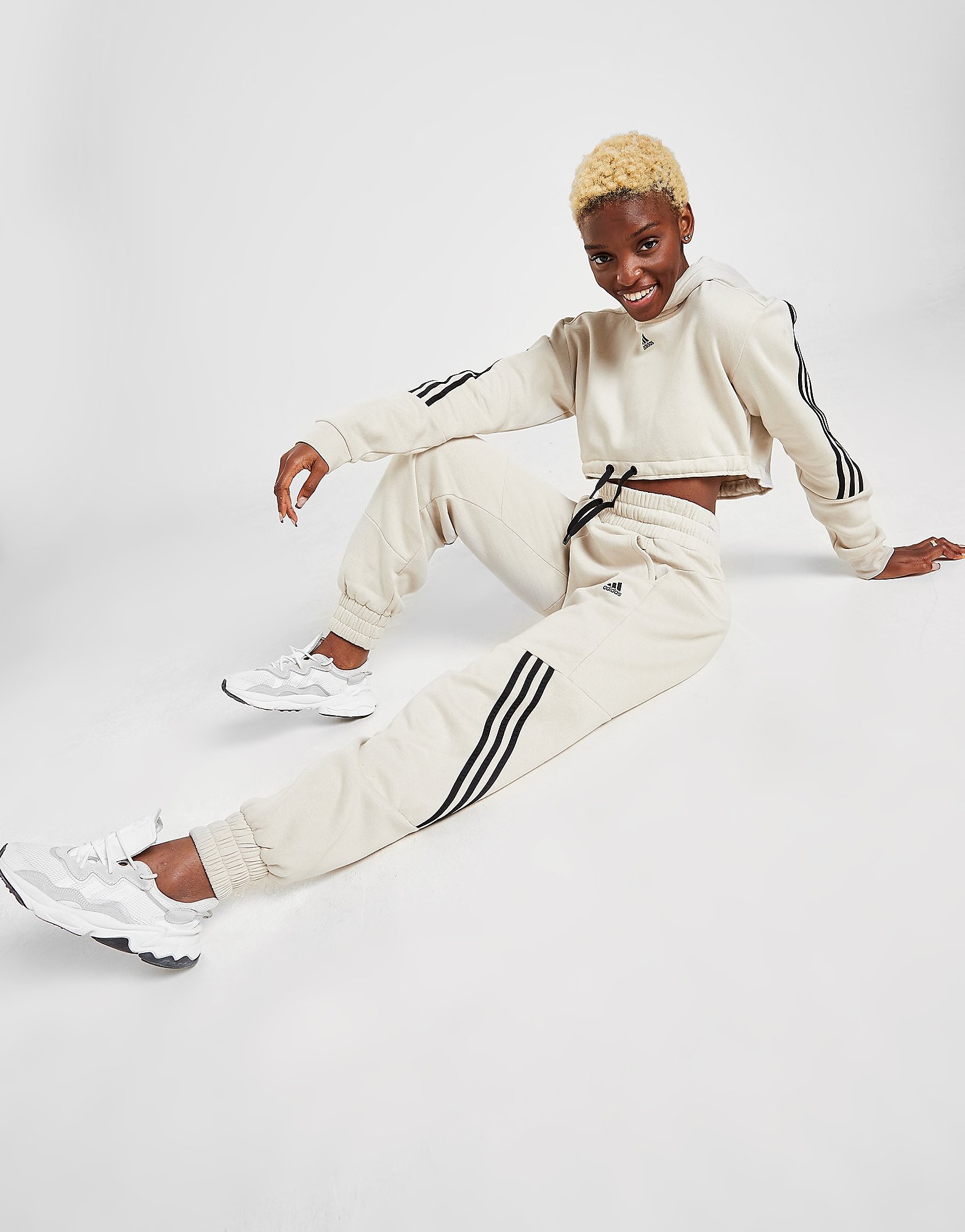 

adidas 3-Stripes Fleece Joggers - Aluminium / Black - Womens, Aluminium / Black