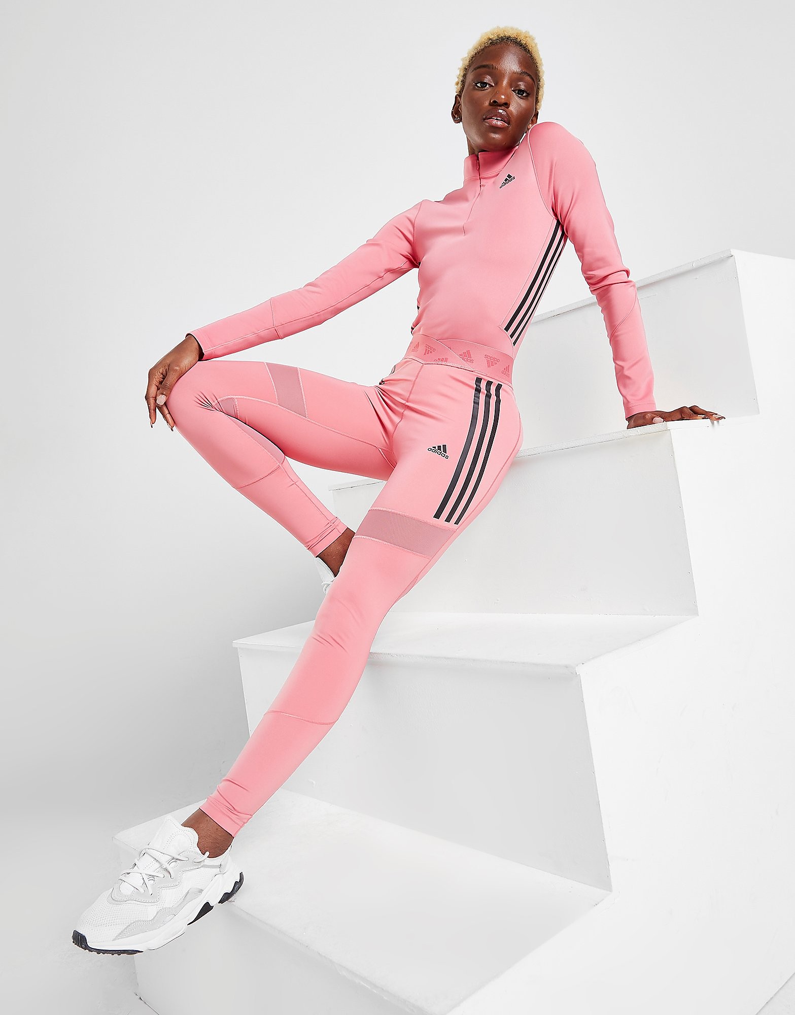

adidas 3-Stripes Mesh Tights - Pink - Womens, Pink