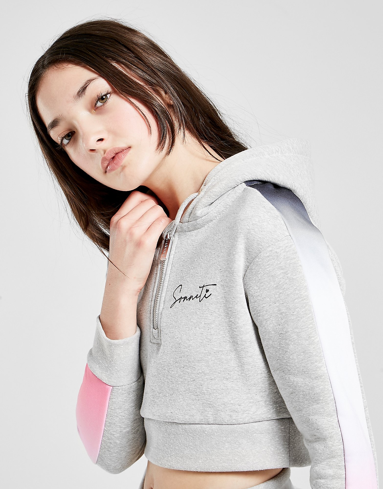 

Sonneti Girls' Crop 1/4 Zip Hoodie Junior - Grey/Pink - Kids, Grey/Pink