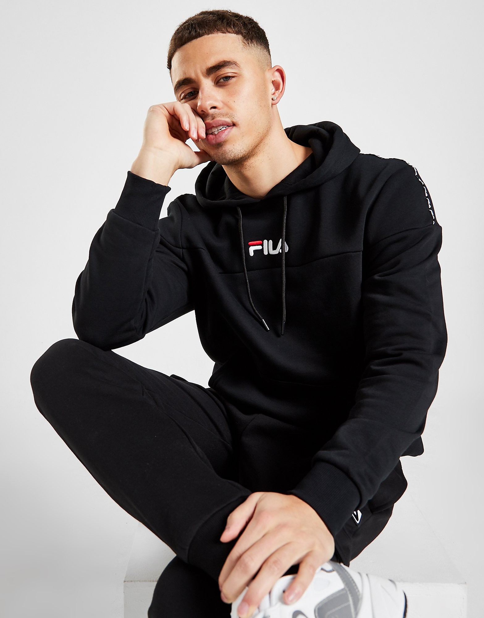 Fila Tron Tape Overhead Hoodie - Only at JD - Black - Mens, Black