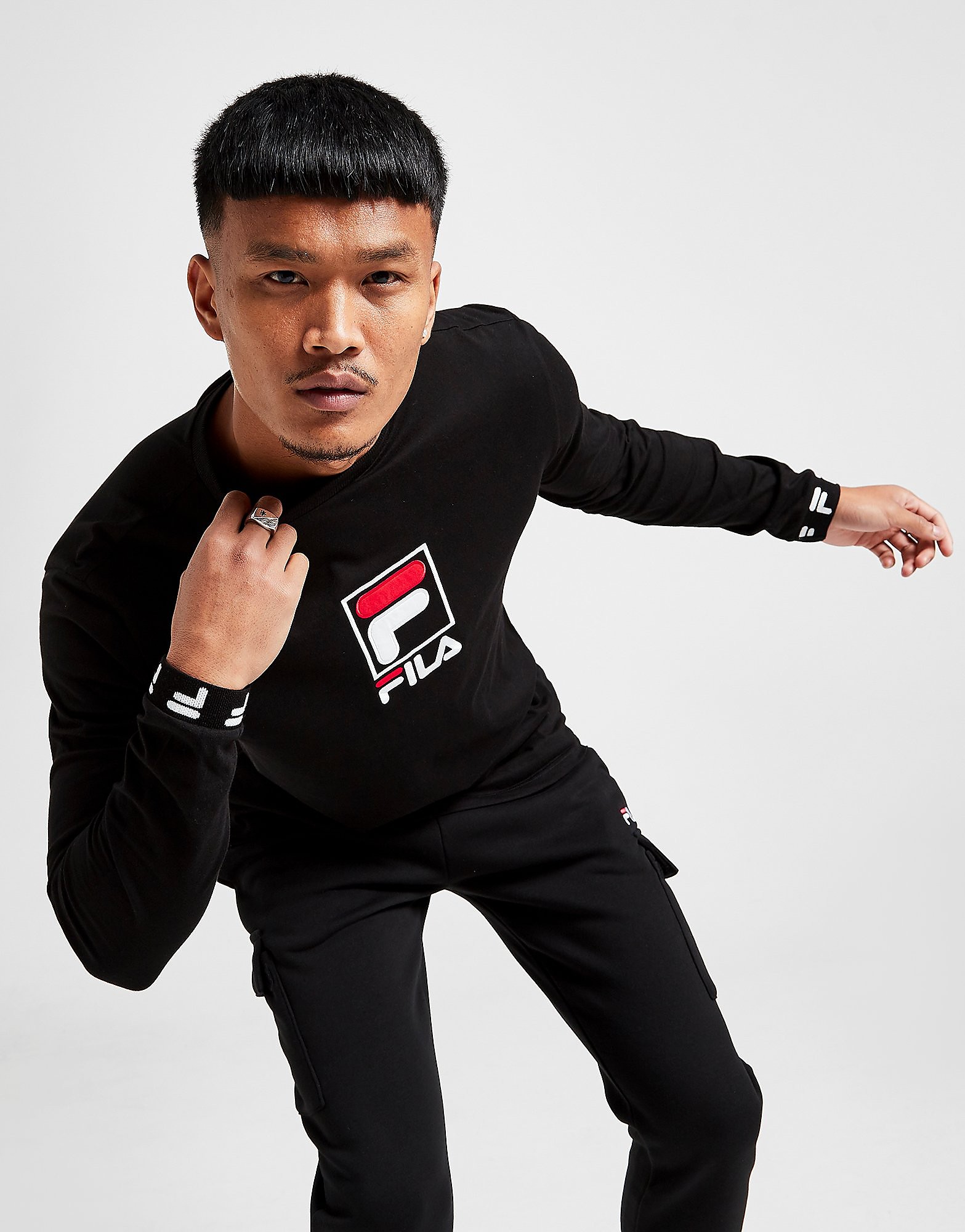 

Fila Race Long Sleeve T-Shirt - Only at JD - Black - Mens, Black