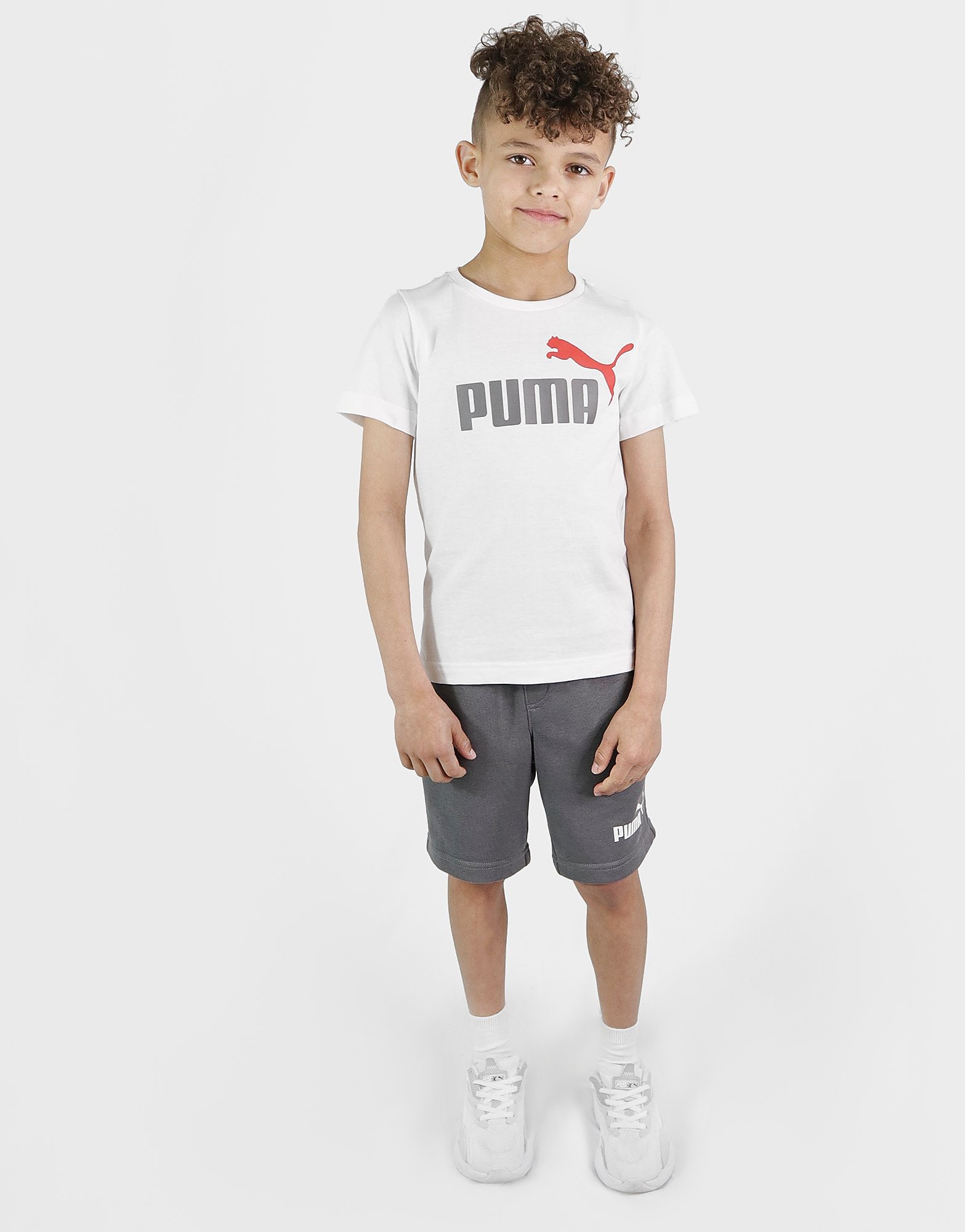 

Puma Essential Logo T-Shirt/Shorts Set Children - Only at JD - White - Kids, White