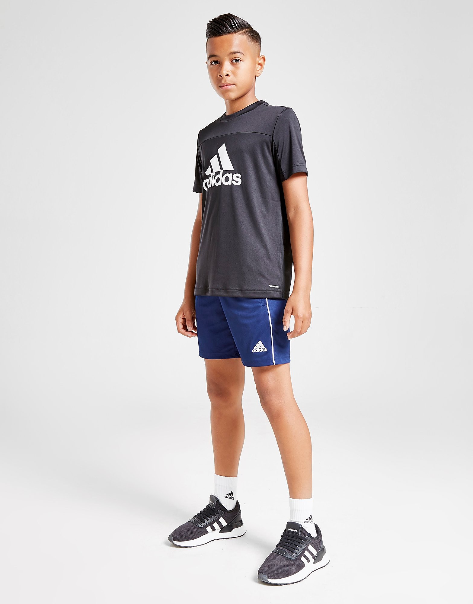 

adidas Core Training Shorts Junior - Dark Blue / White/White - Kids, Dark Blue / White/White