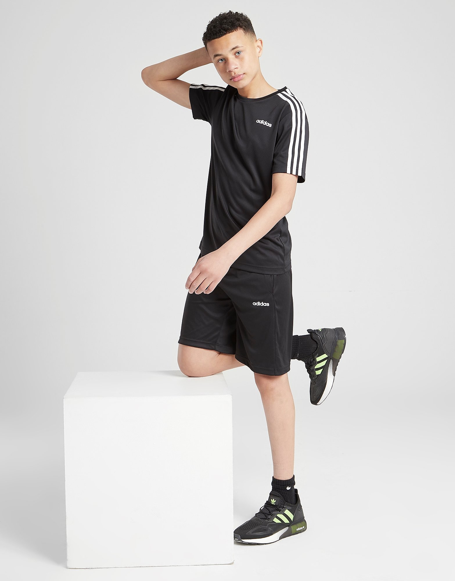 

adidas 3-Stripes T-Shirt/Shorts Set Junior - Black - Kids, Black