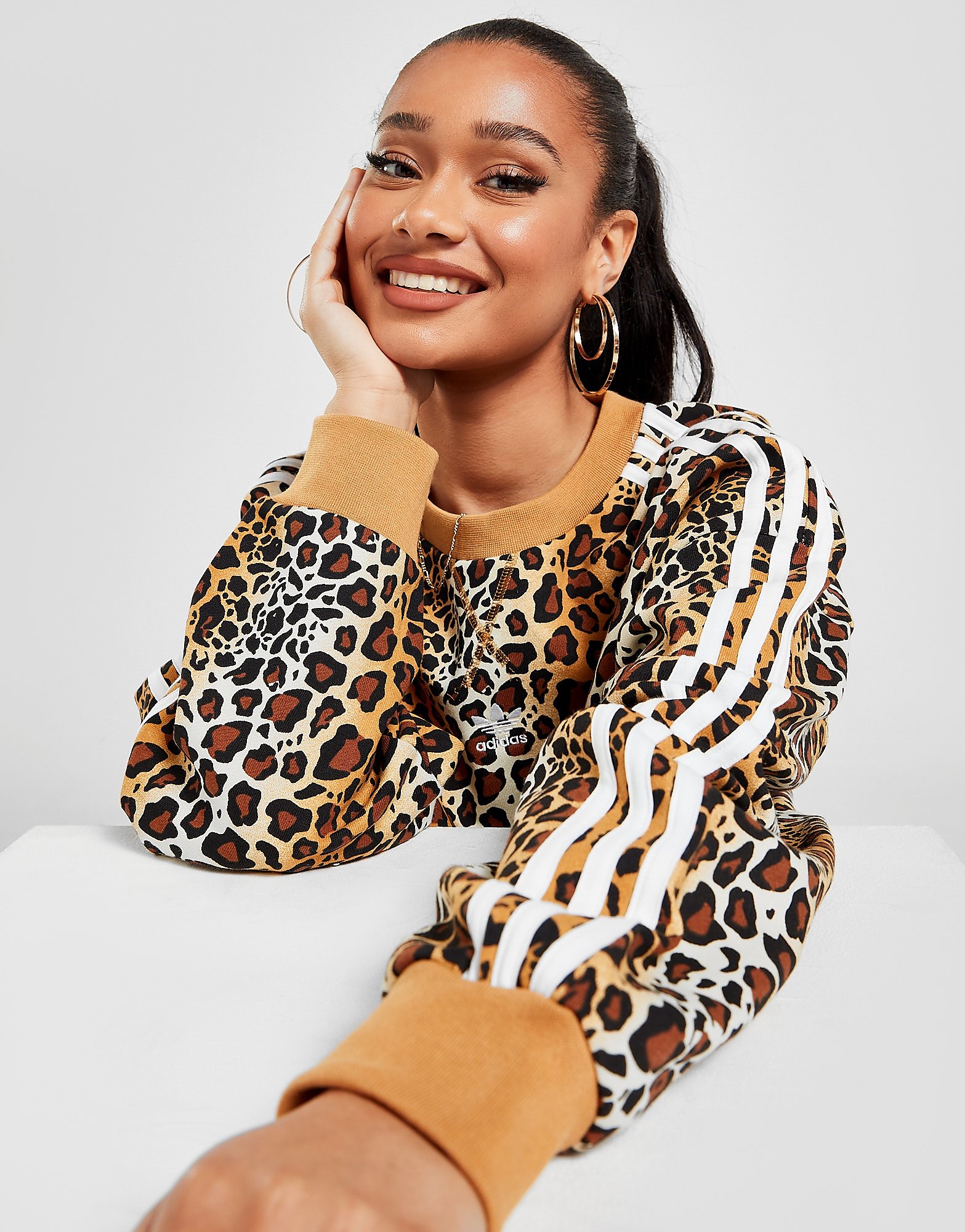 

adidas Originals Leopard Luxe Crew Sweathirt - Multicolor / Mesa - Womens, Multicolor / Mesa