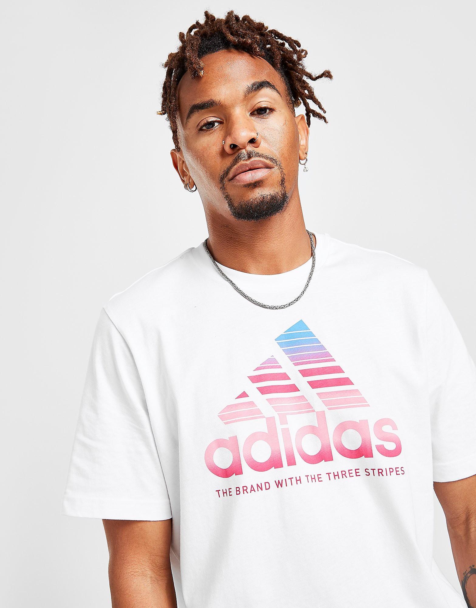 

adidas Badge Of Sport Fade T-Shirt - Only at JD - White/Multi Coloured - Mens, White/Multi Coloured