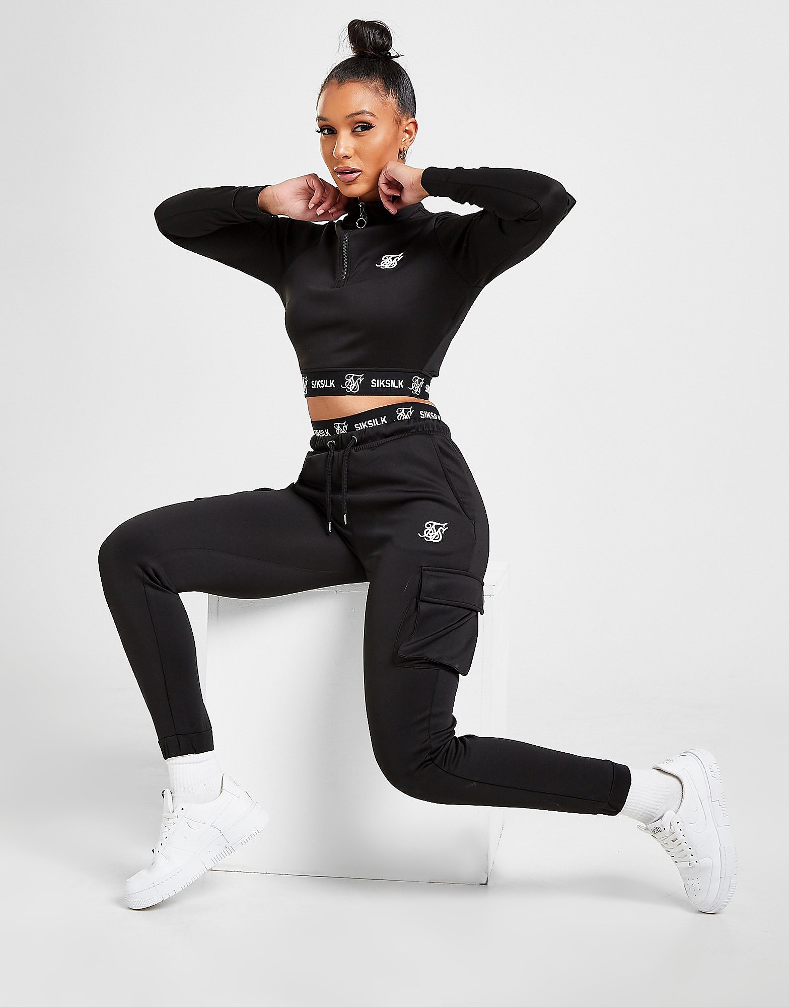 

SikSilk Poly Cargo Track Pants - Only at JD - Black - Womens, Black
