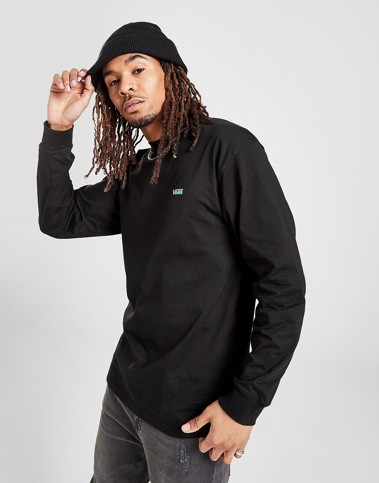 

Vans Core Classic Logo Long Sleeve T-Shirt - Black/Black - Mens, Black/Black