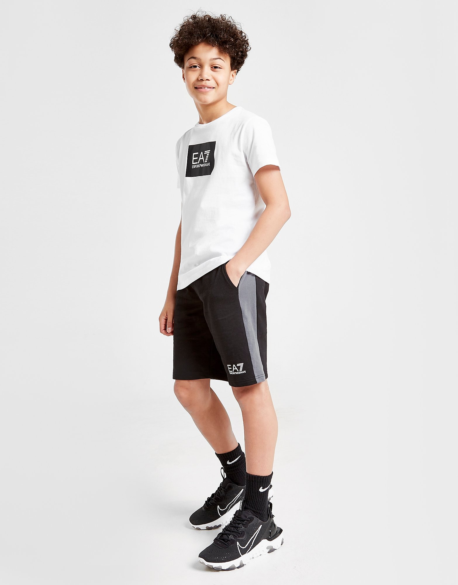 Emporio armani ea7 core fleece colour block shorts junior kids musta emporio armani ea7 JD Sports
