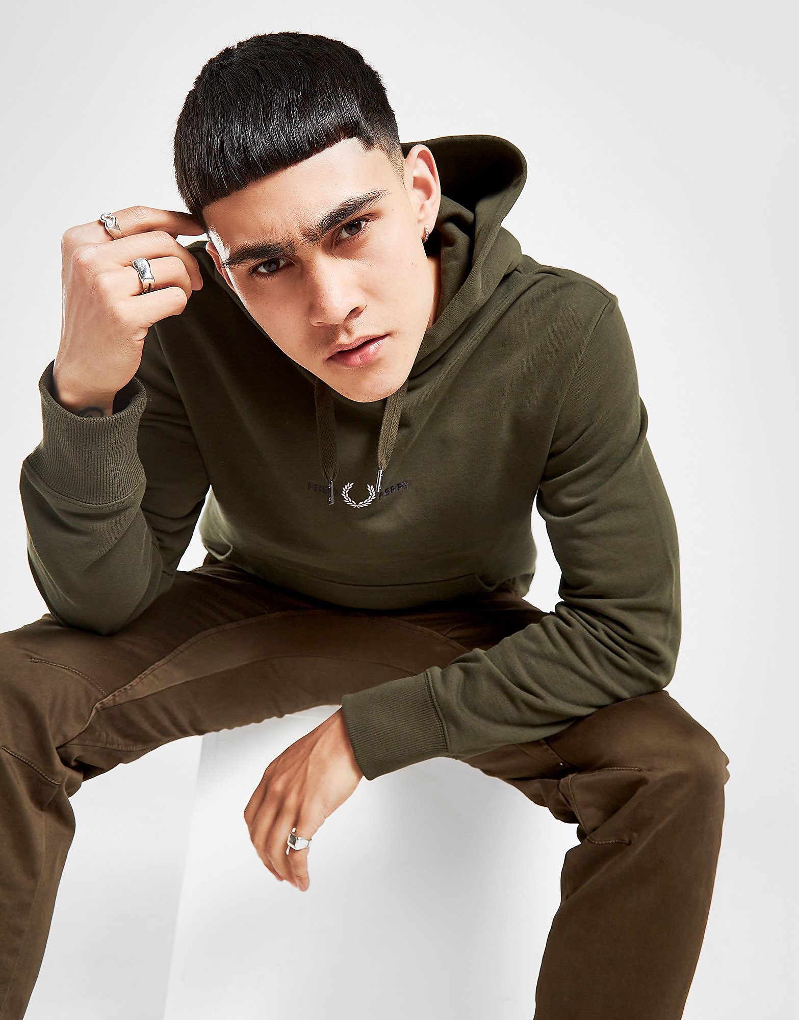 

Fred Perry Central Mini Logo Hoodie - Green/GR - Mens, Green/GR