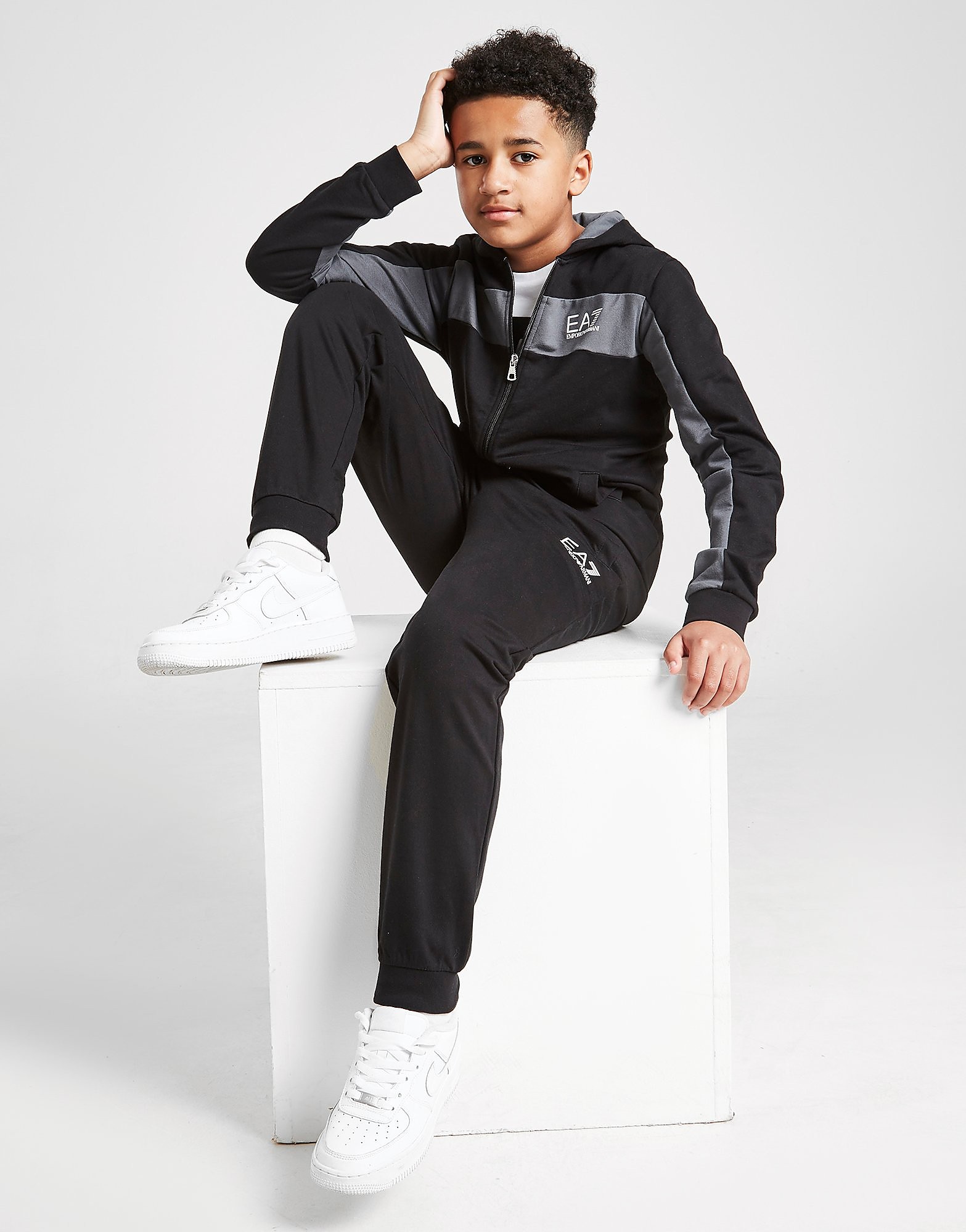 

Emporio Armani EA7 Colour Block French Terry Tracksuit Junior - Black - Kids, Black