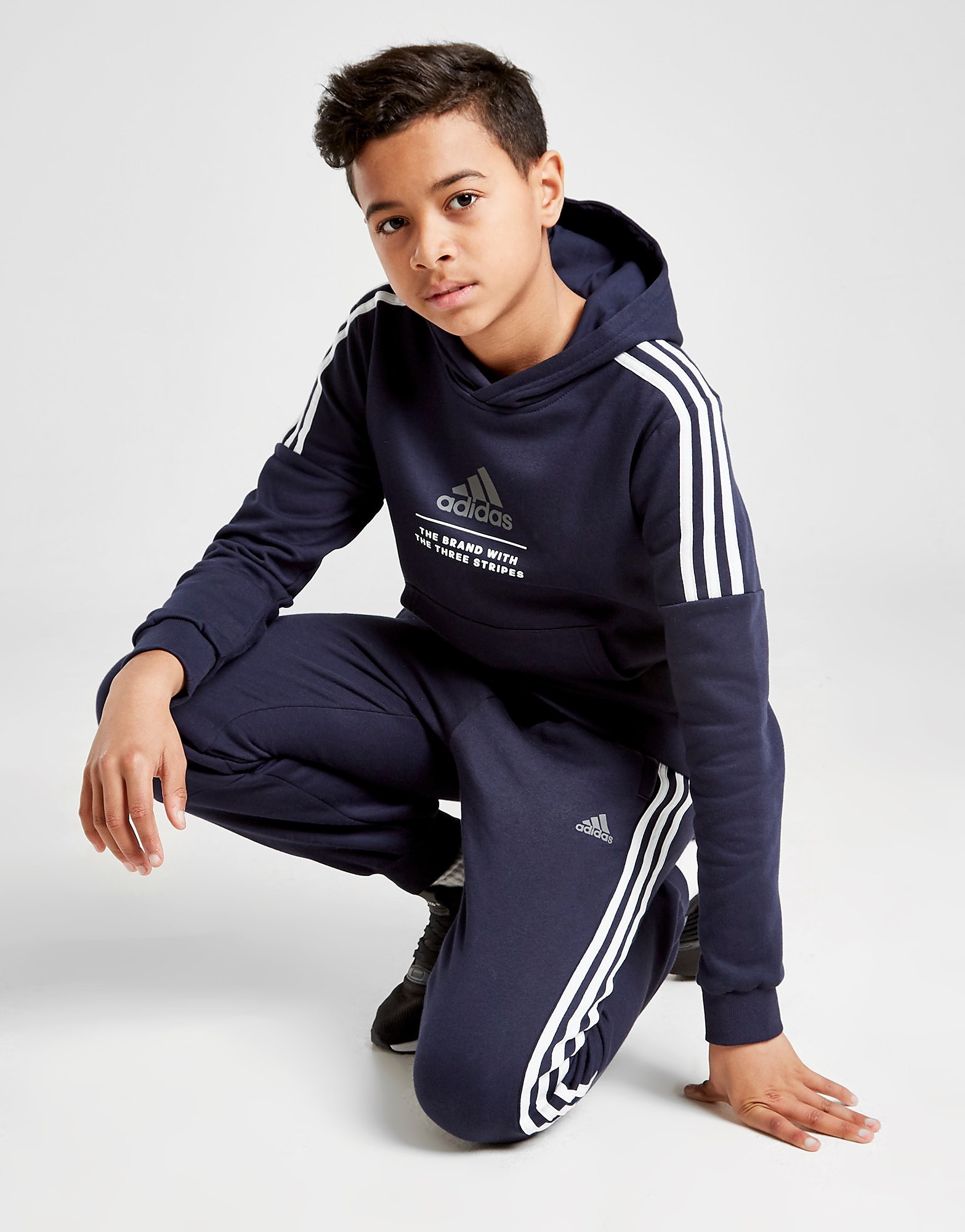Adidas badge of sport fleece hoodie junior - kids, laivastonsininen, adidas