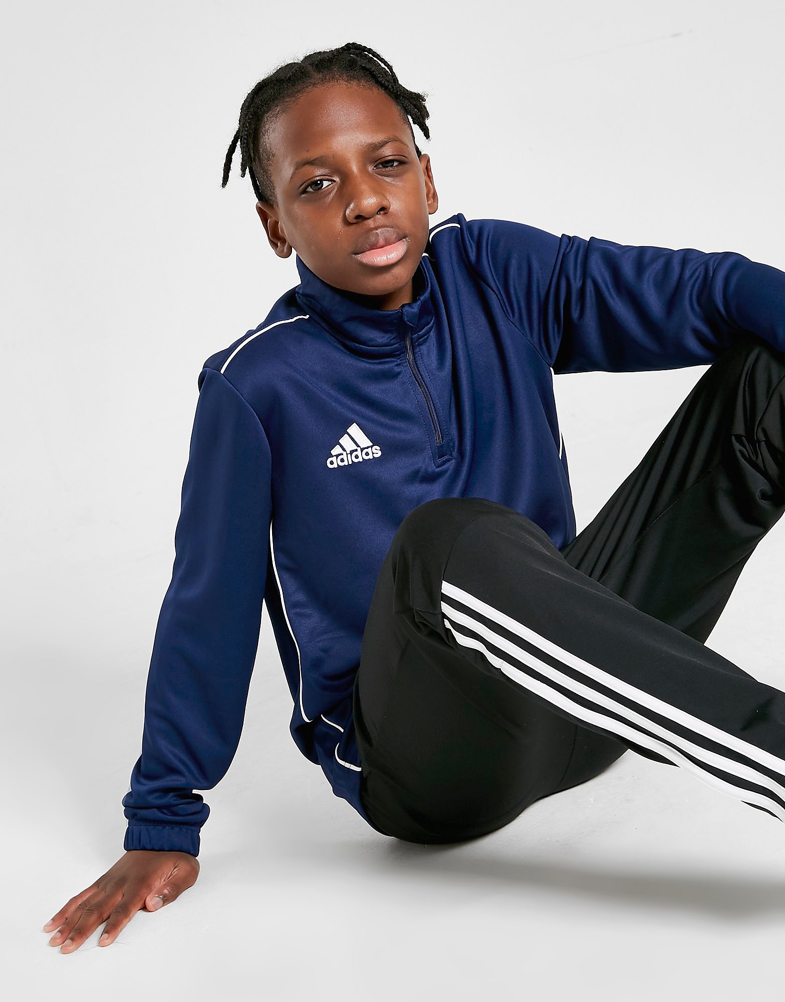 

adidas Core 18 Poly 1/4 Zip Top Junior - Dark Blue / White - Kids, Dark Blue / White