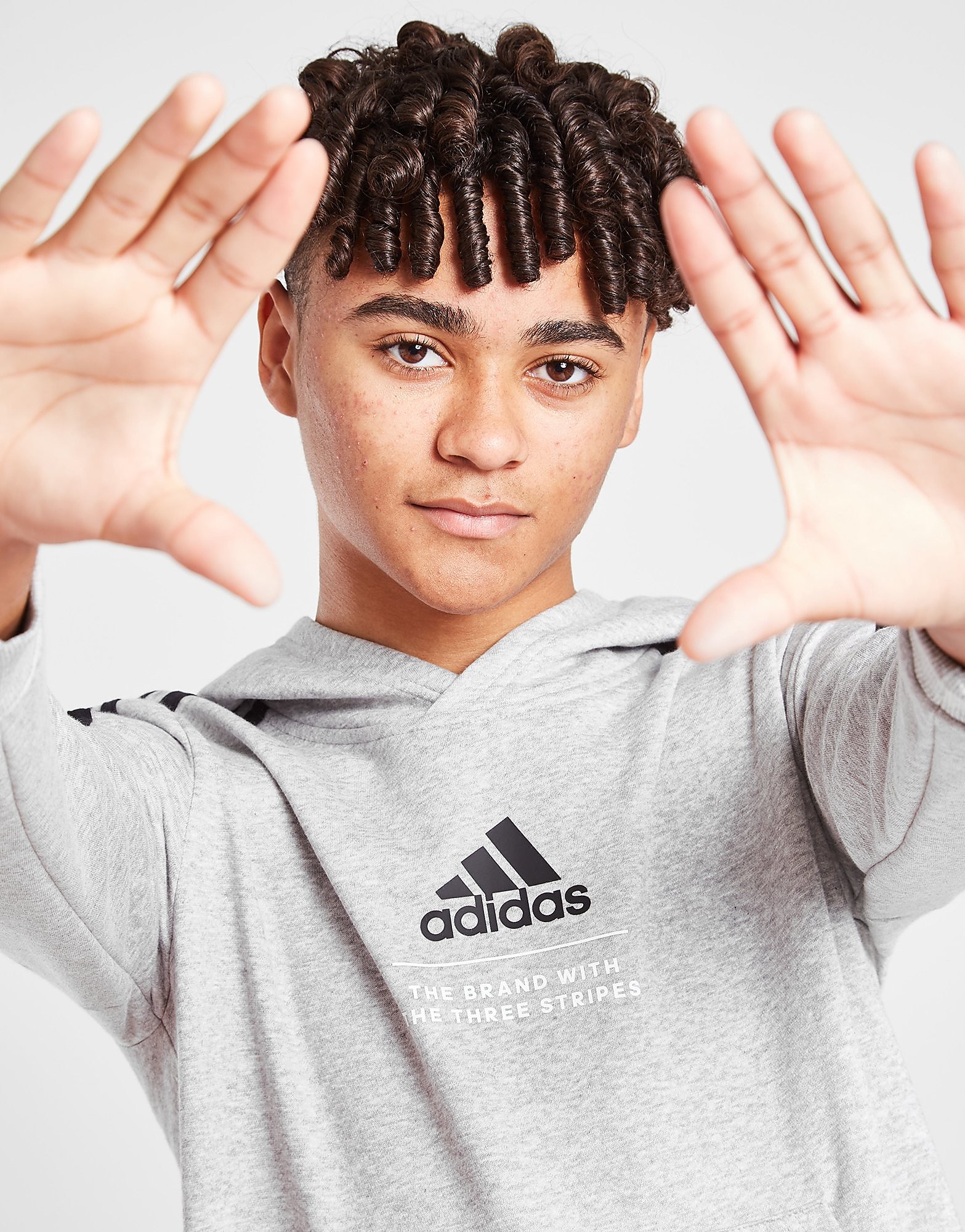

adidas Badge of Sport Fleece Hoodie Junior - Grey/Black - Kids, Grey/Black