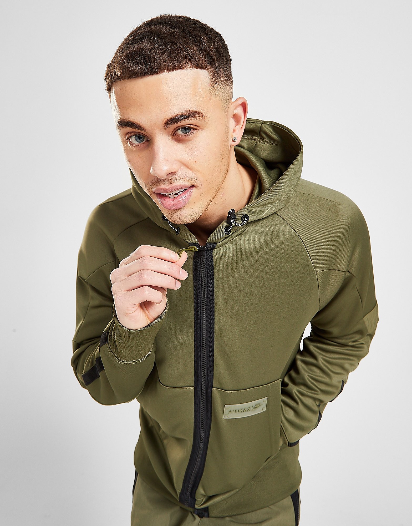 Nike Air Max Poly Full Zip Hoodie - Only at JD - Green - Mens, Green