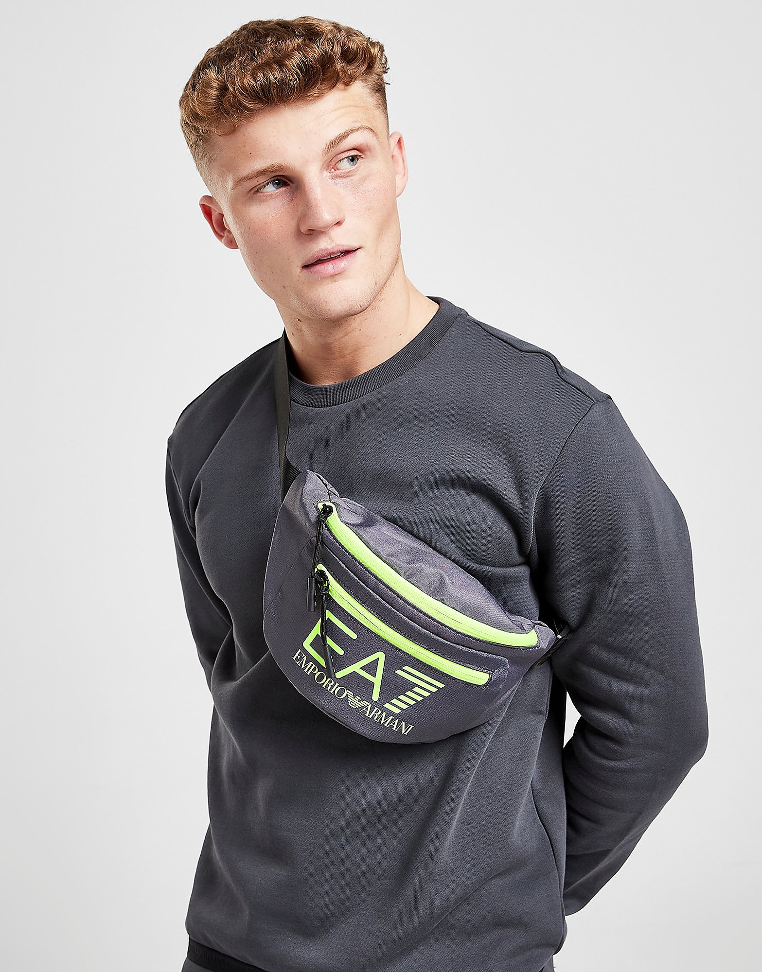 Emporio Armani EA7 Train Sling Bag - Grey - Mens, Grey