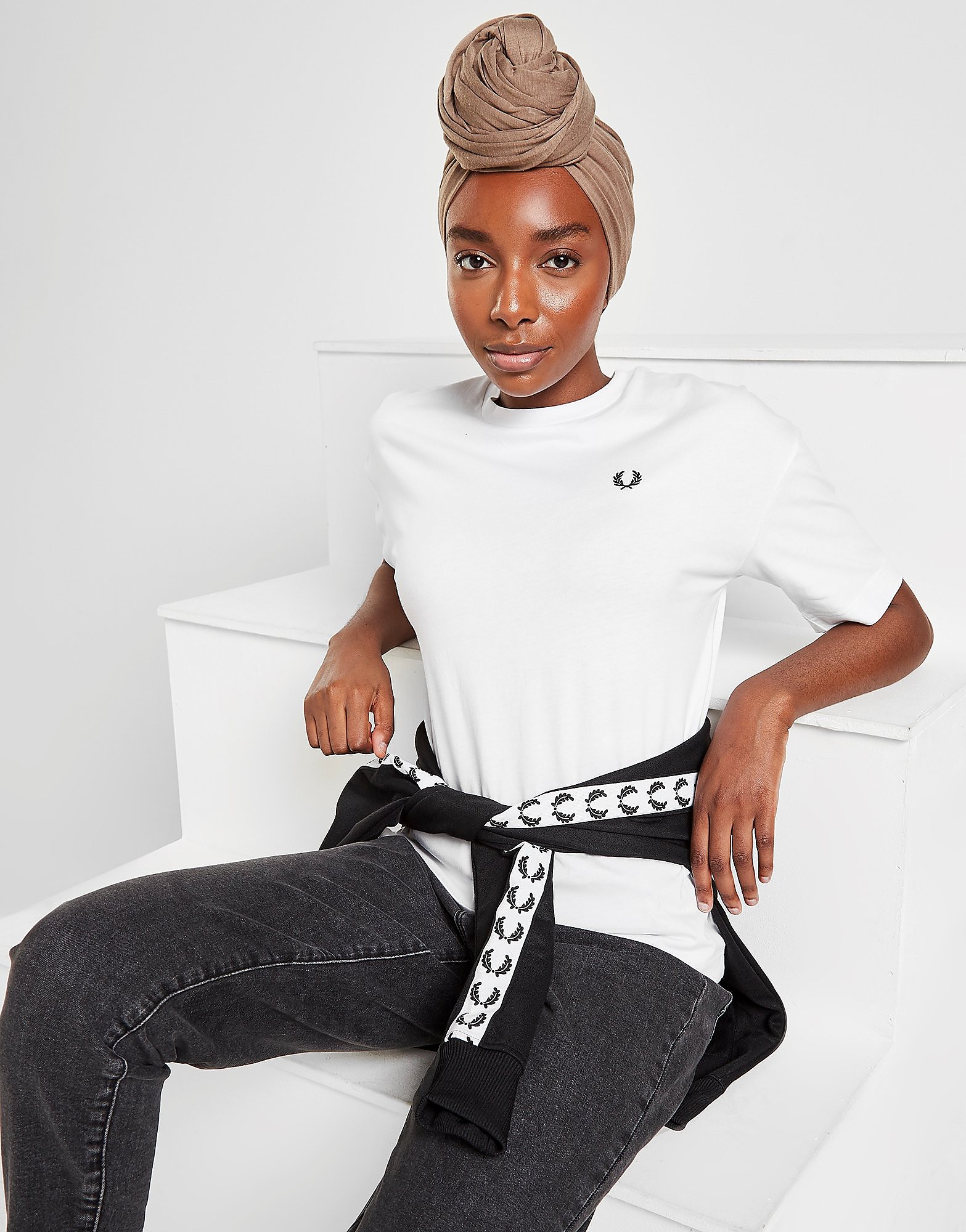 

Fred Perry Box Back Logo T-Shirt - White/Black - Womens, White/Black