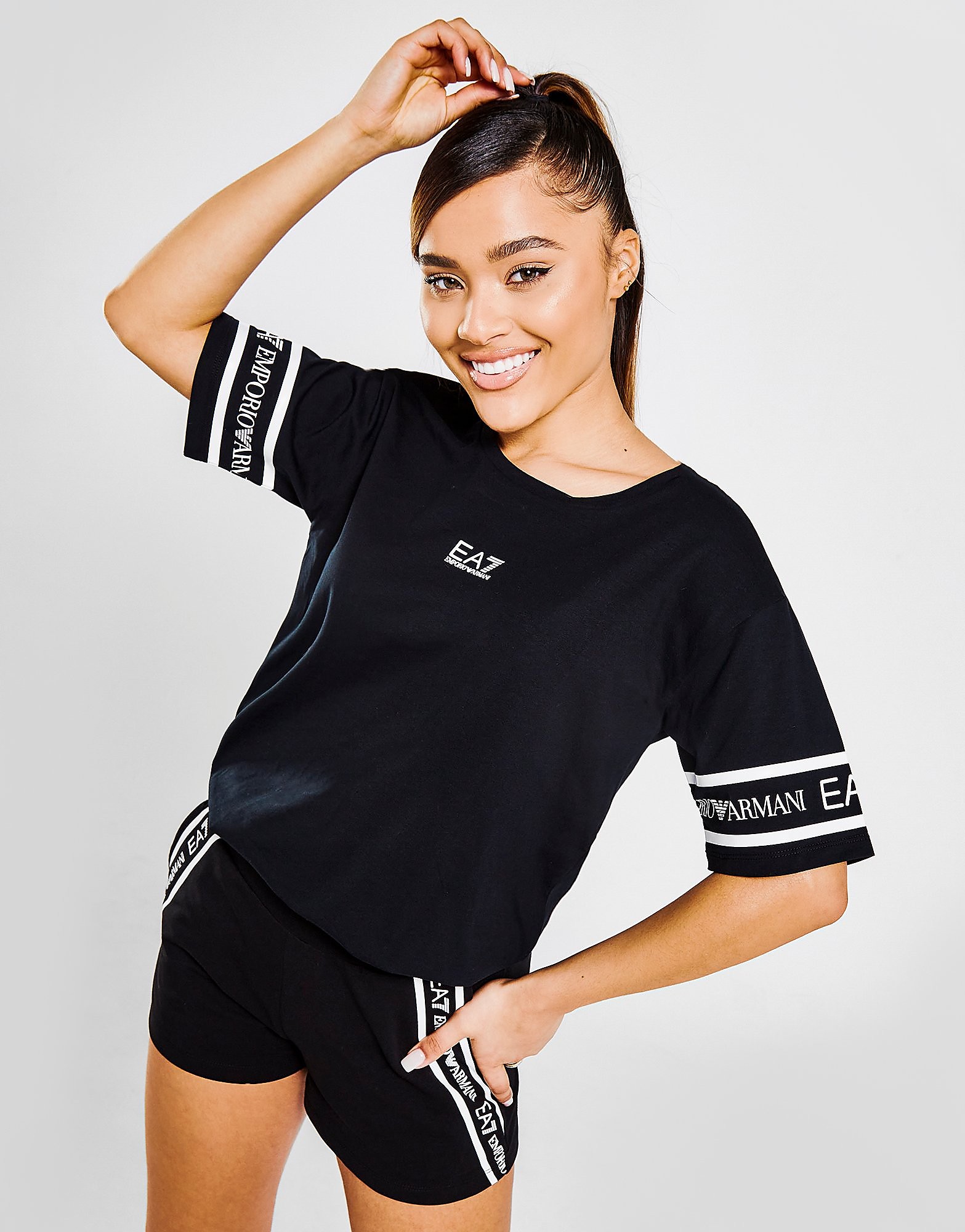 

Emporio Armani EA7 Tape Logo Boyfriend T-Shirt - BLACK - Womens, BLACK