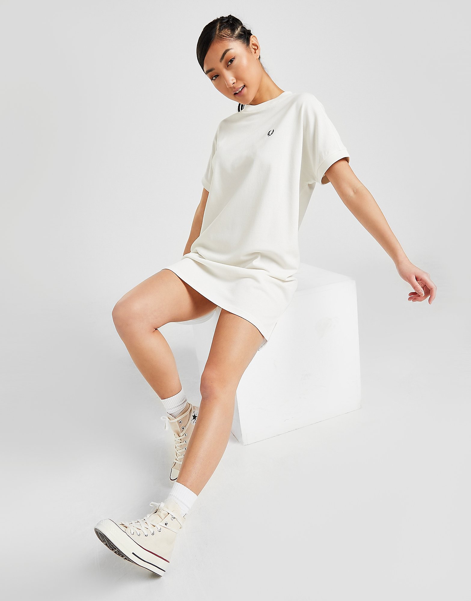 Fred perry boxy pique t-shirt dress - womens, valkoinen, fred perry
