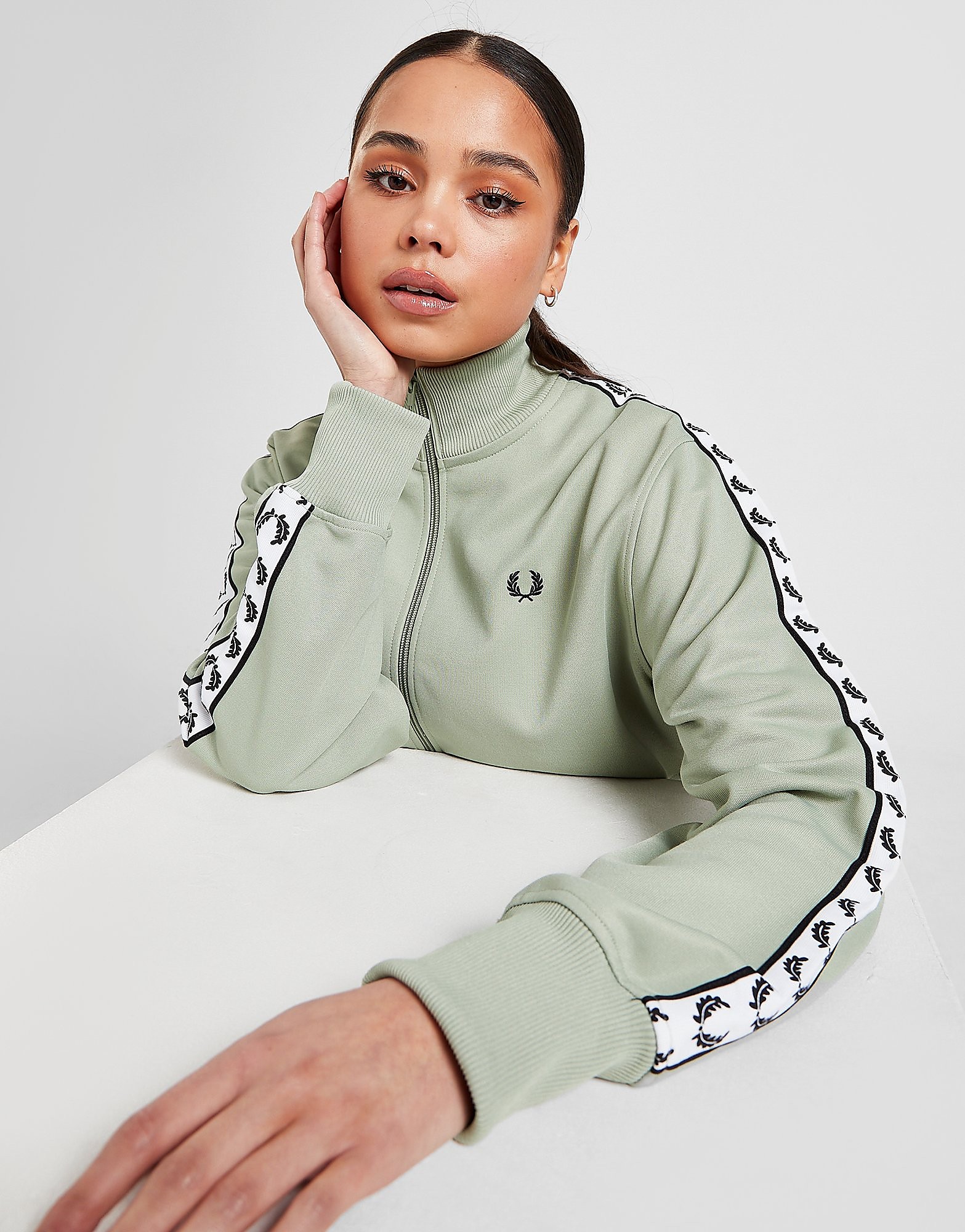 Fred perry tape crop track jacket - womens, vihreä, fred perry