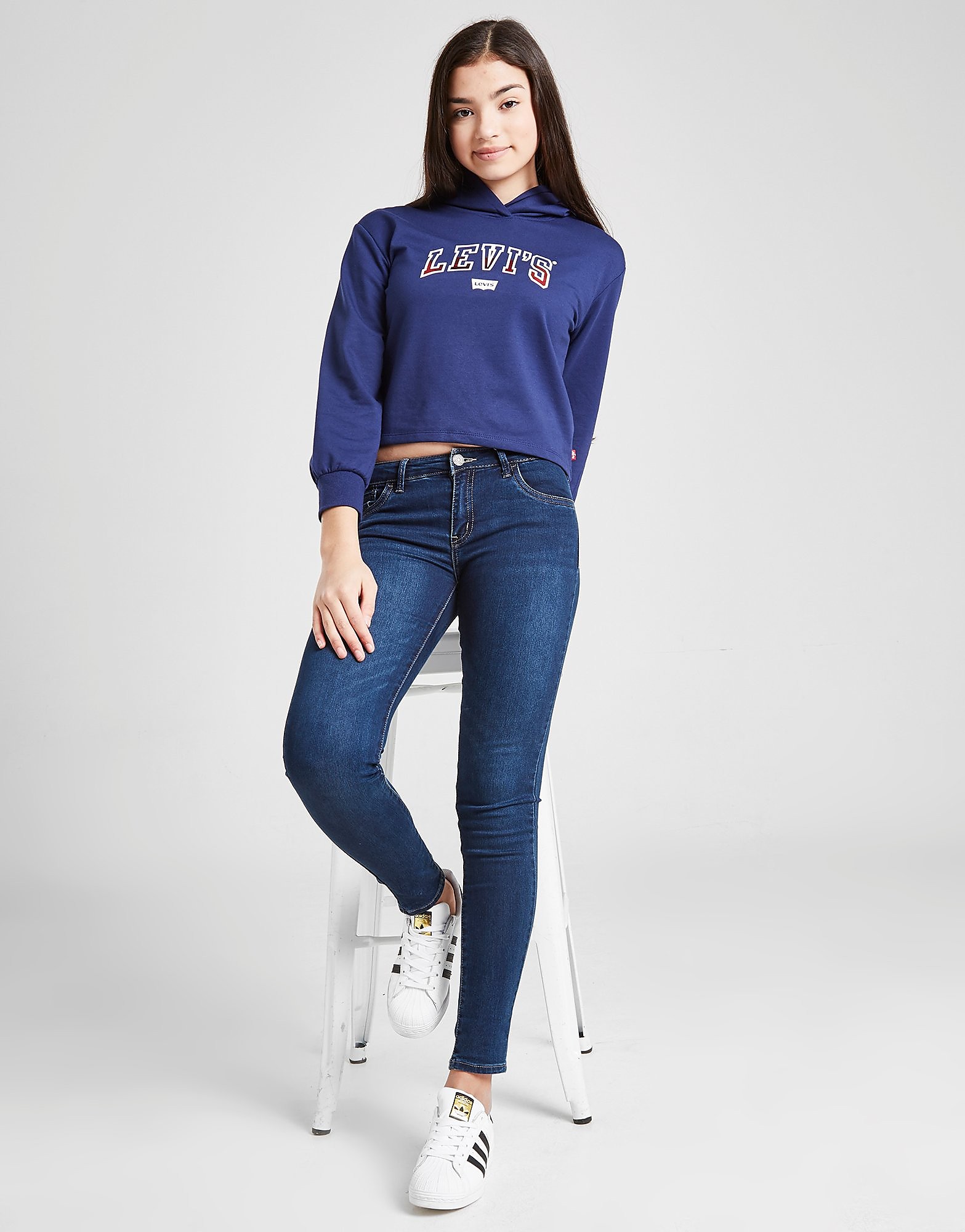 

Levis Girls' Crop Graphic Hoodie Junior - Blue - Kids, Blue
