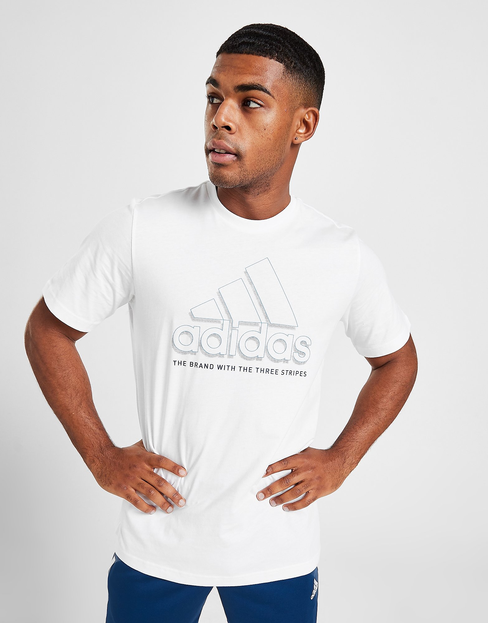 

adidas Badge of Sport Outline Shadow T-Shirt - Only at JD - White/Blue - Mens, White/Blue