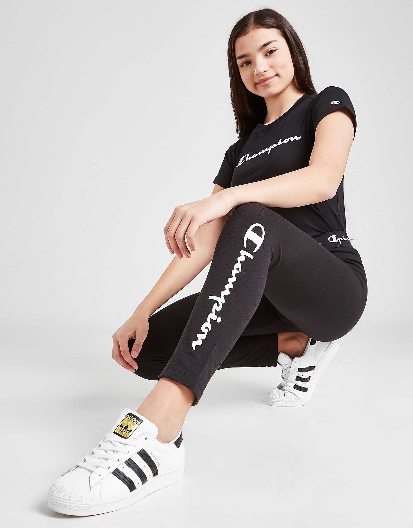 Champion girls' logo leggings junior - kids, musta, champion, JD Sports