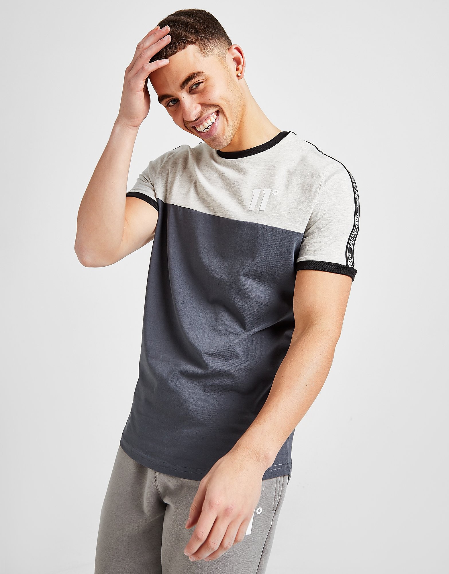 

11 Degrees Colour Block Tape T-Shirt - Only at JD - Grey - Mens, Grey