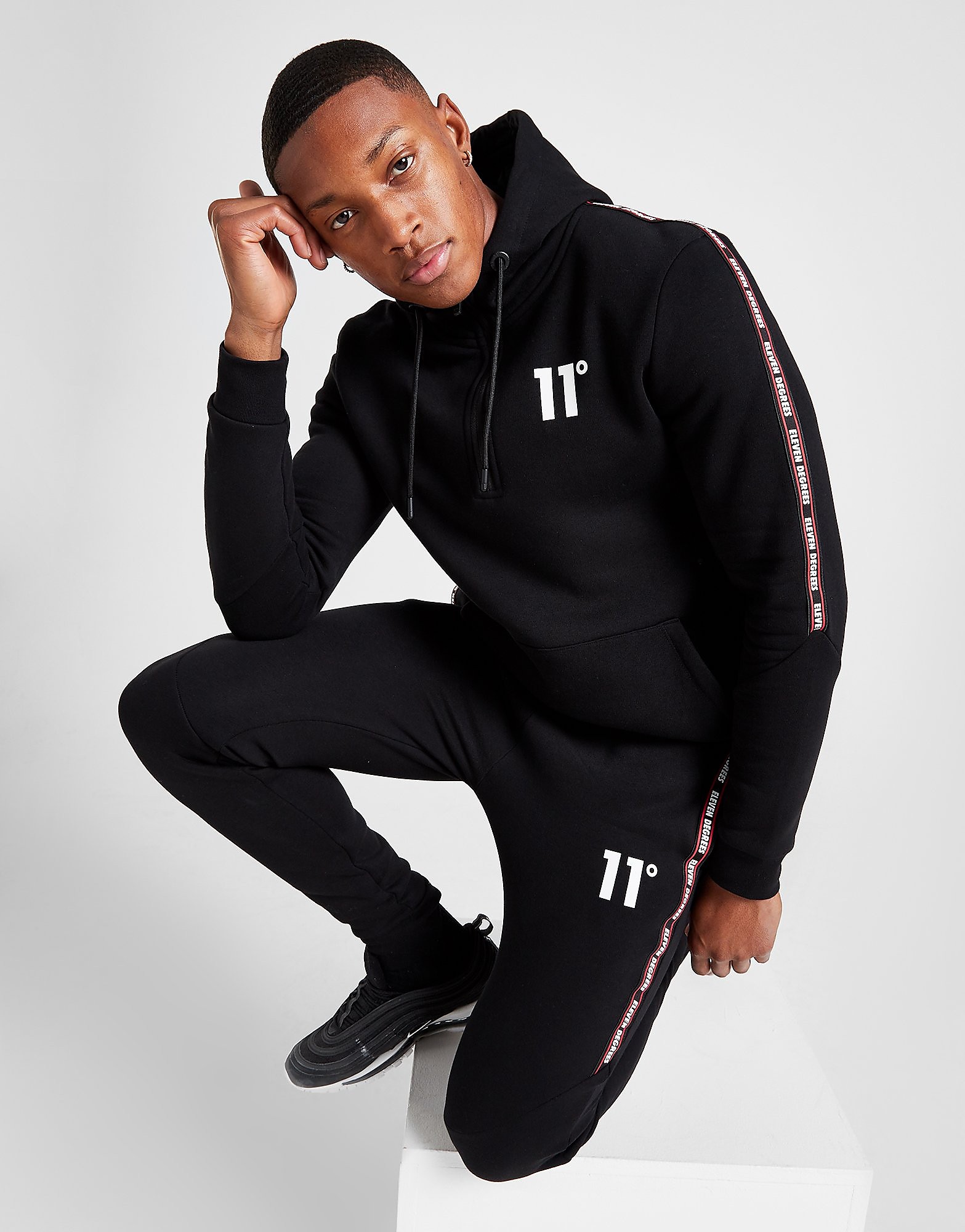 

11 Degrees Tape Joggers - Only at JD - Black/Red - Mens, Black/Red