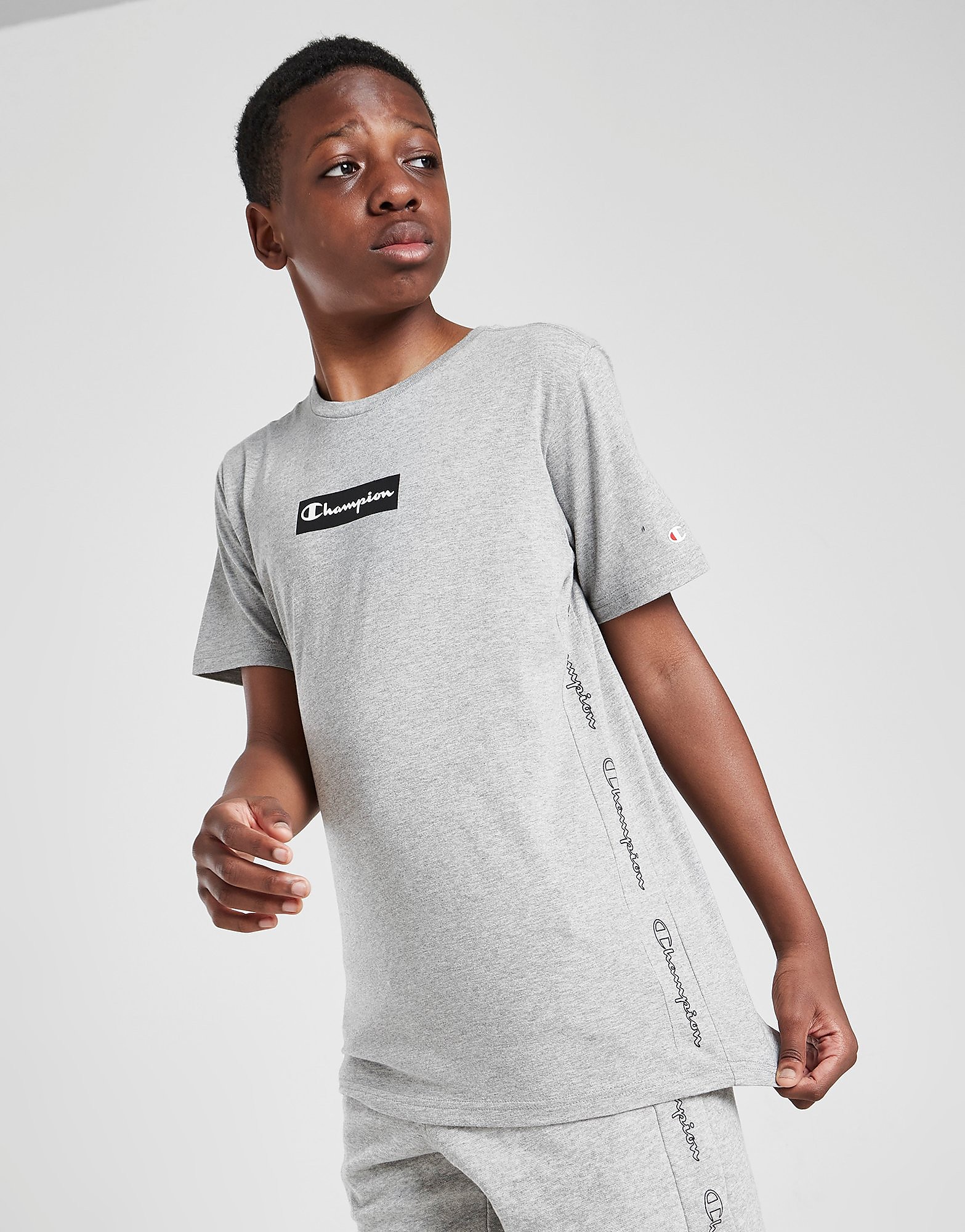 Champion Tape Box Logo T-Shirt Junior - Only at JD - Grey - Kids, Grey