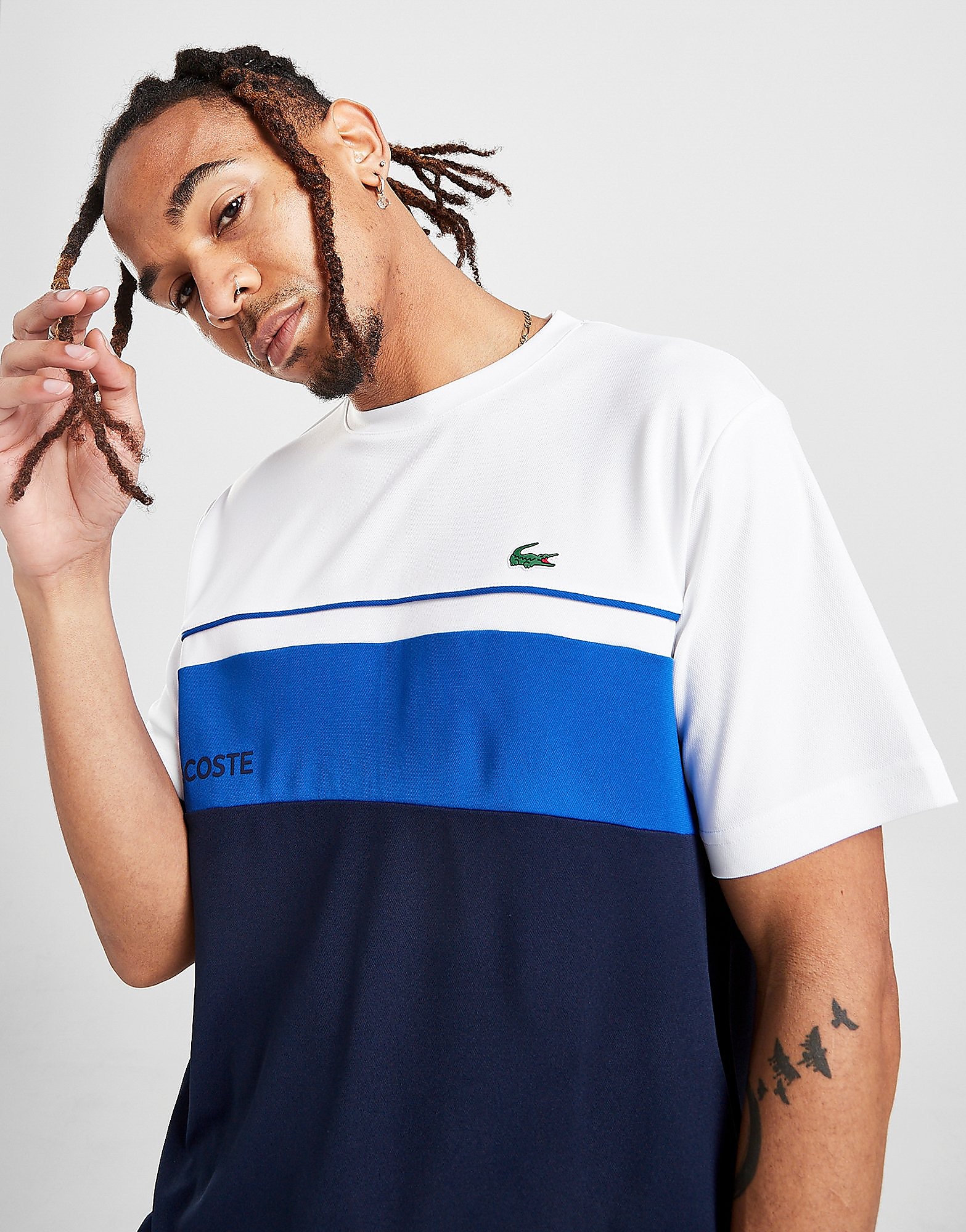 

Lacoste Colour Block Poly T-Shirt - Blue/NVY/BLU/WH, Blue/NVY/BLU/WH