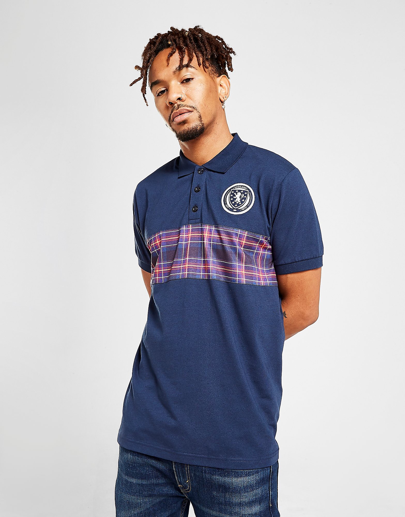 

Official Team Scotland Check Polo Shirt - Blue - Mens, Blue