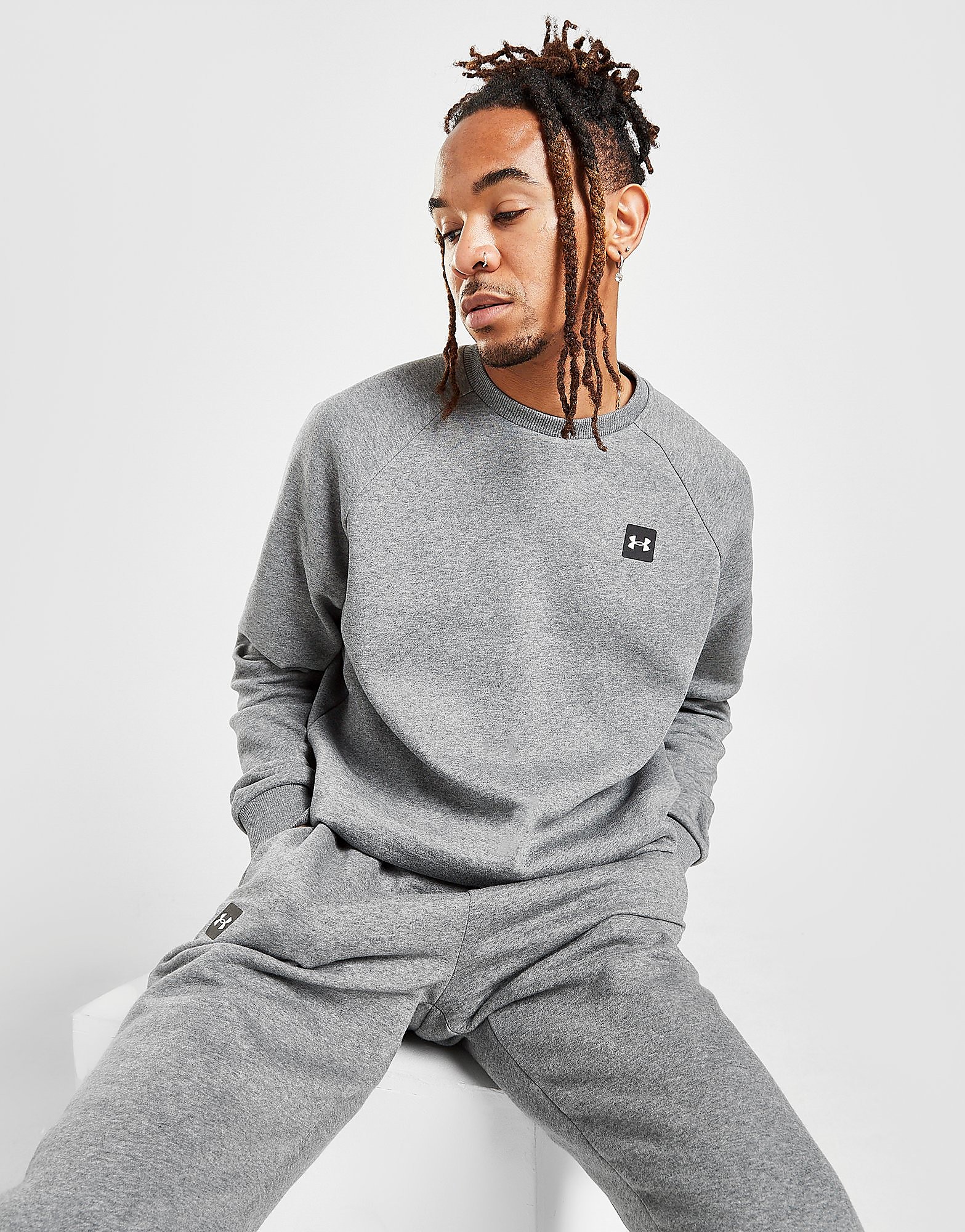 Under Armour Rival Crew Sweatshirt - Pitch Gray Light Heather - Mens, Pitch Gray Light Heather