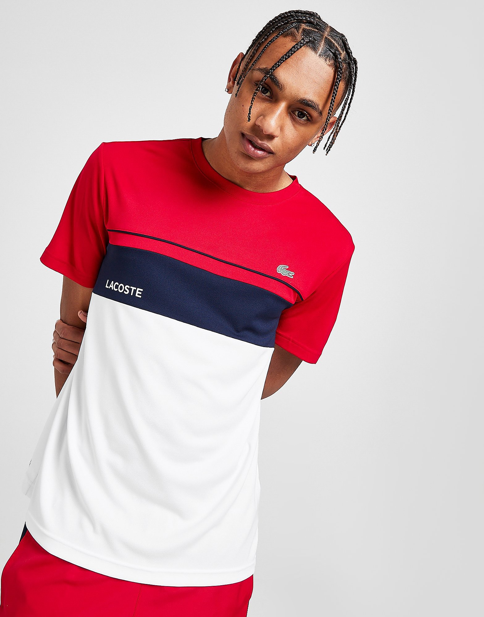 

Lacoste Colour Block Poly T-Shirt - White/Red, White/Red