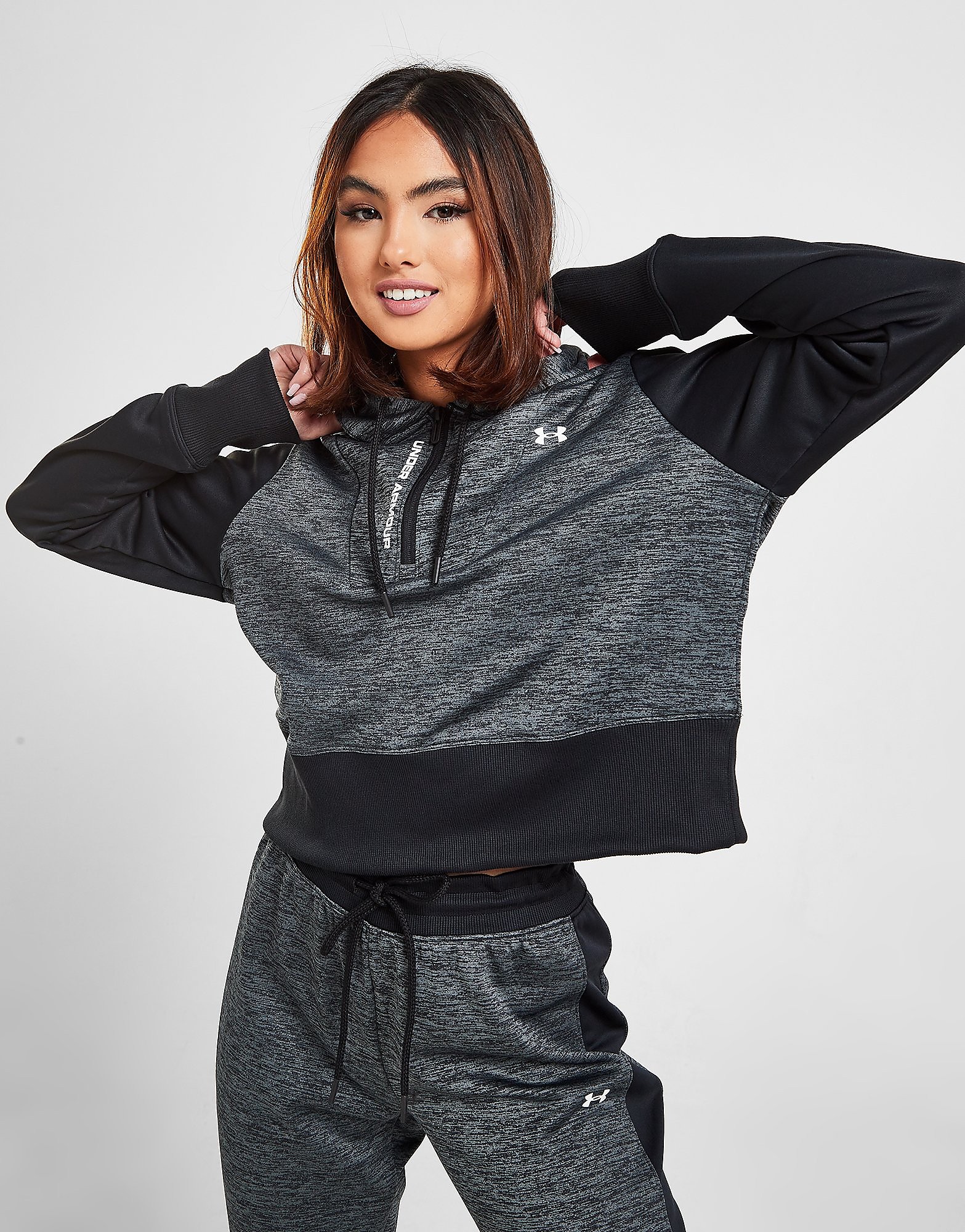 

Under Armour UA Armour Fleece Crop 1/4 Zip Hoodie - Only at JD - Black/Grey - Womens, Black/Grey