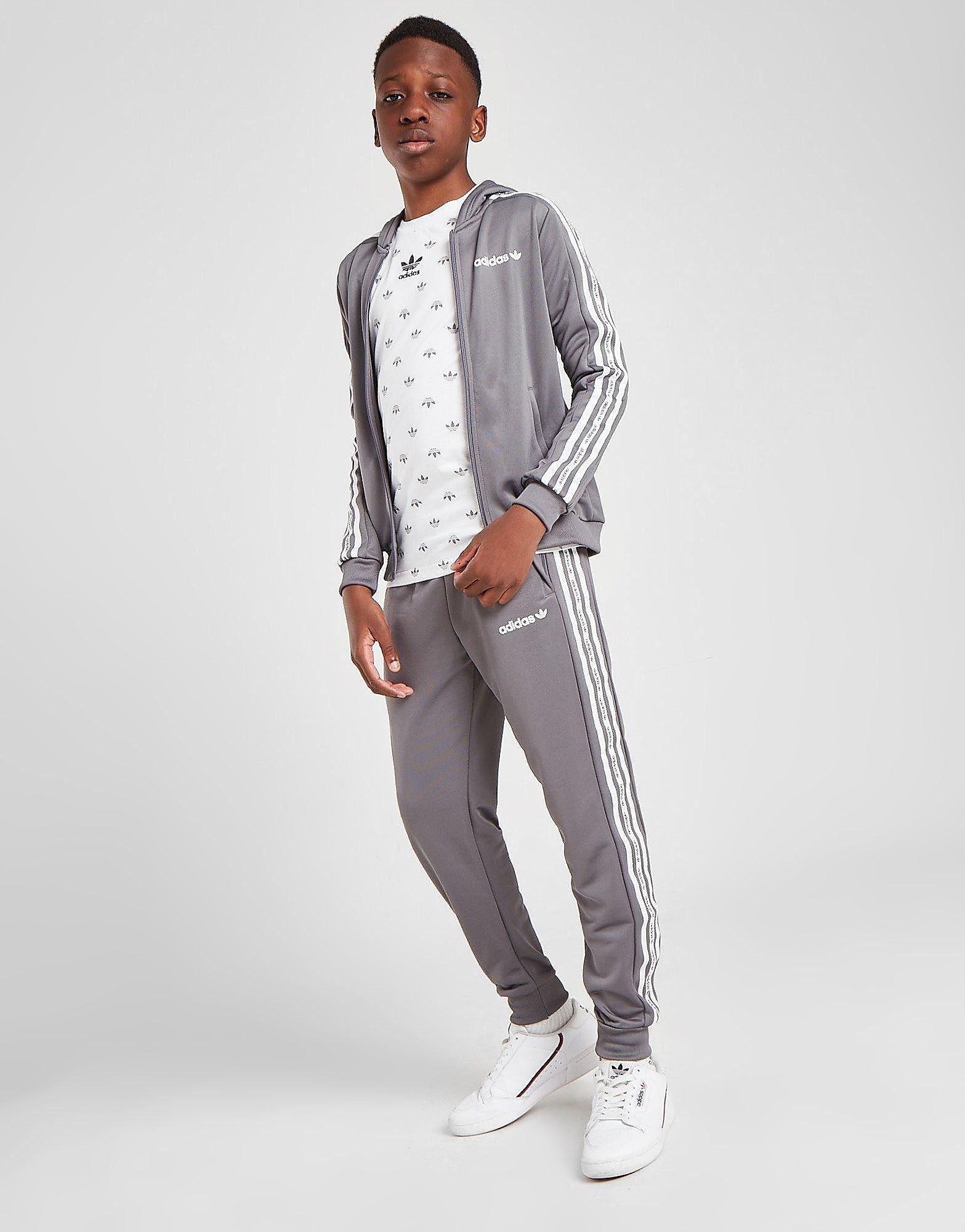 Adidas originals 3-stripes tape poly track pants junior - kids, harmaa, adidas originals