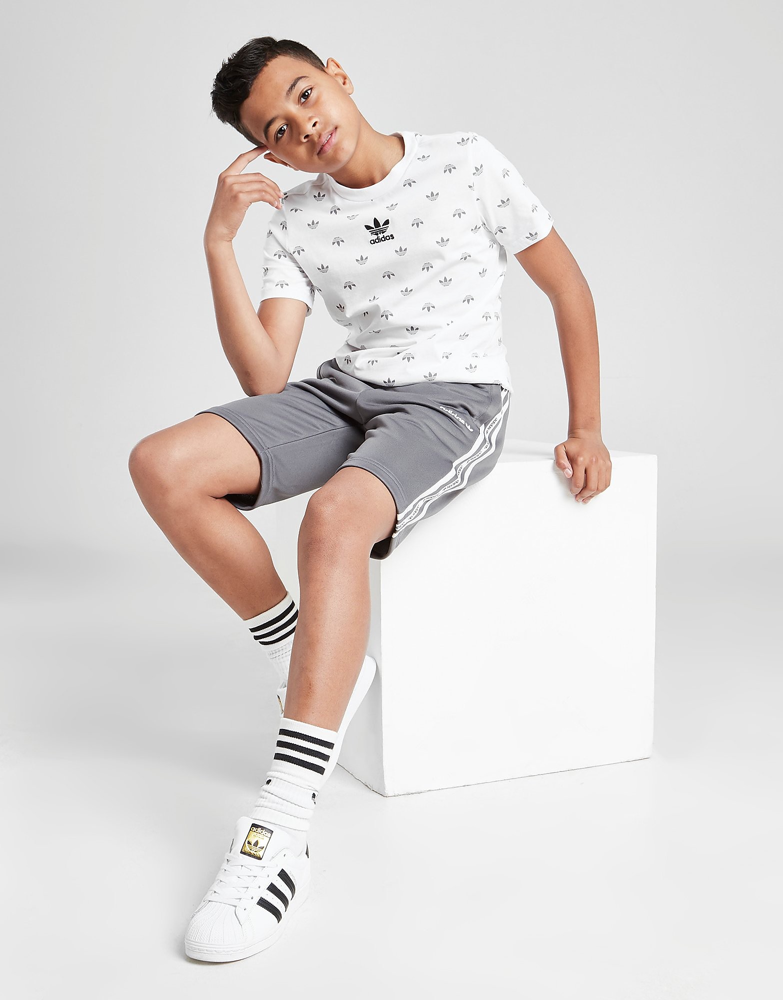 

adidas Originals All Over Print Trefoil T-Shirt Junior - Only at JD - WHITE - Kids, WHITE