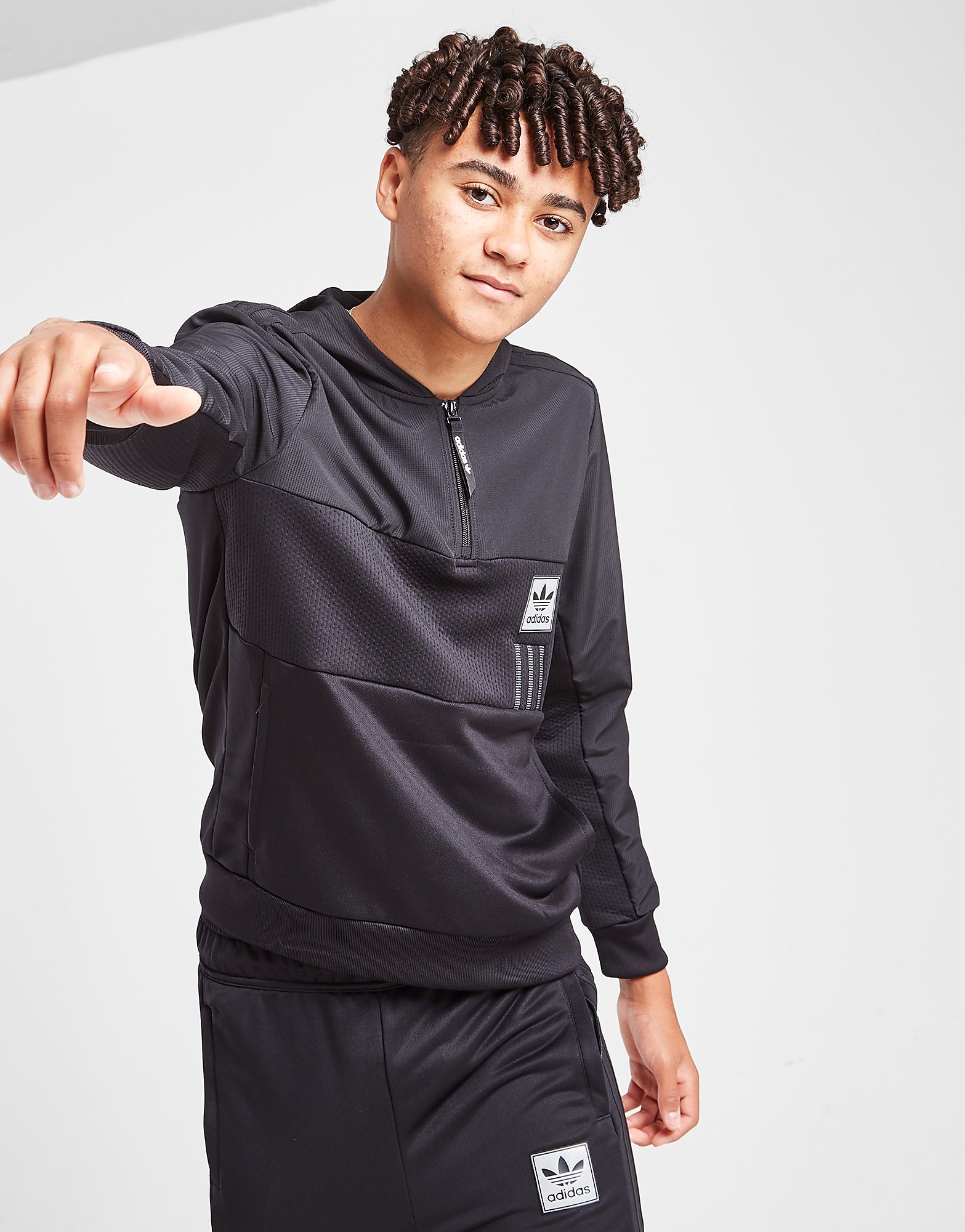 

adidas Originals ID96 1/4 Zip Hoodie Junior - Black - Kids, Black