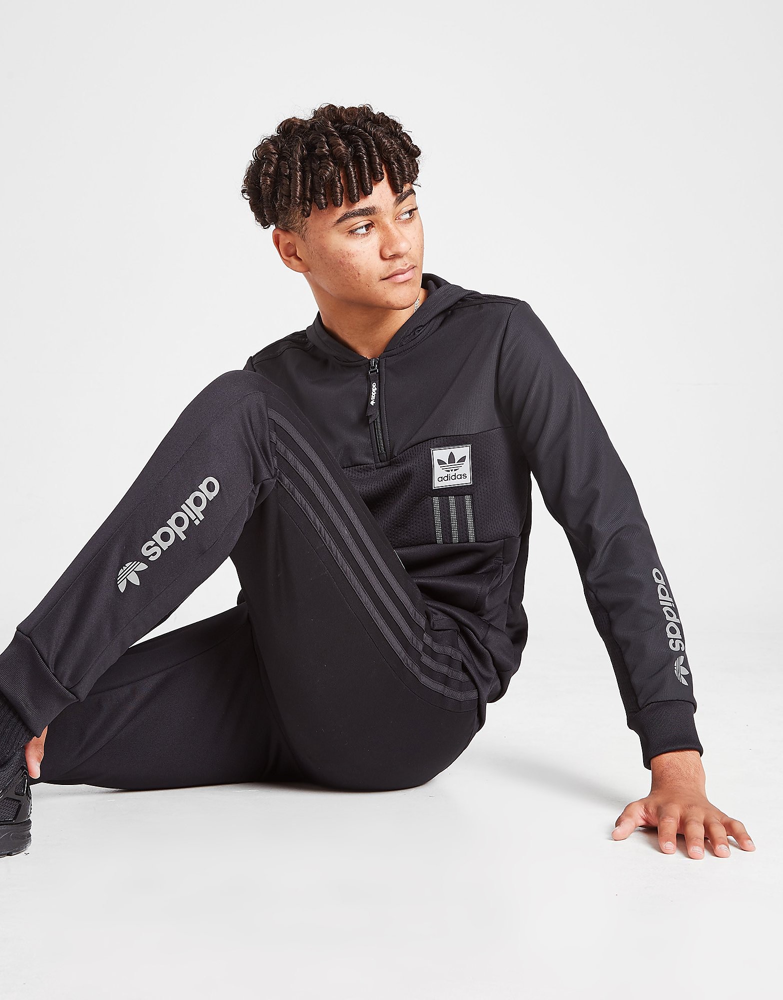 Adidas originals tech poly track pants junior - kids, musta, adidas originals