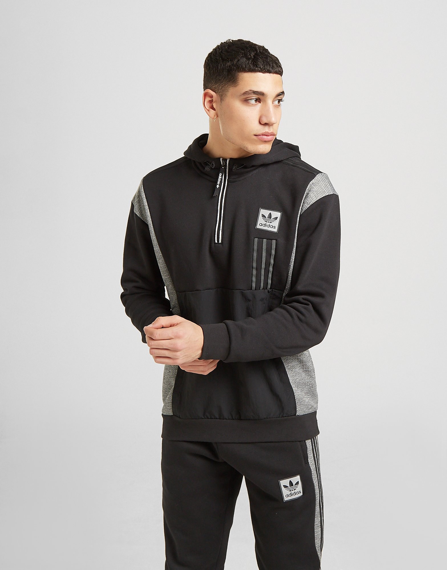 

adidas Originals ID96 1/4 Zip Hoodie - Only at JD - Black - Mens, Black