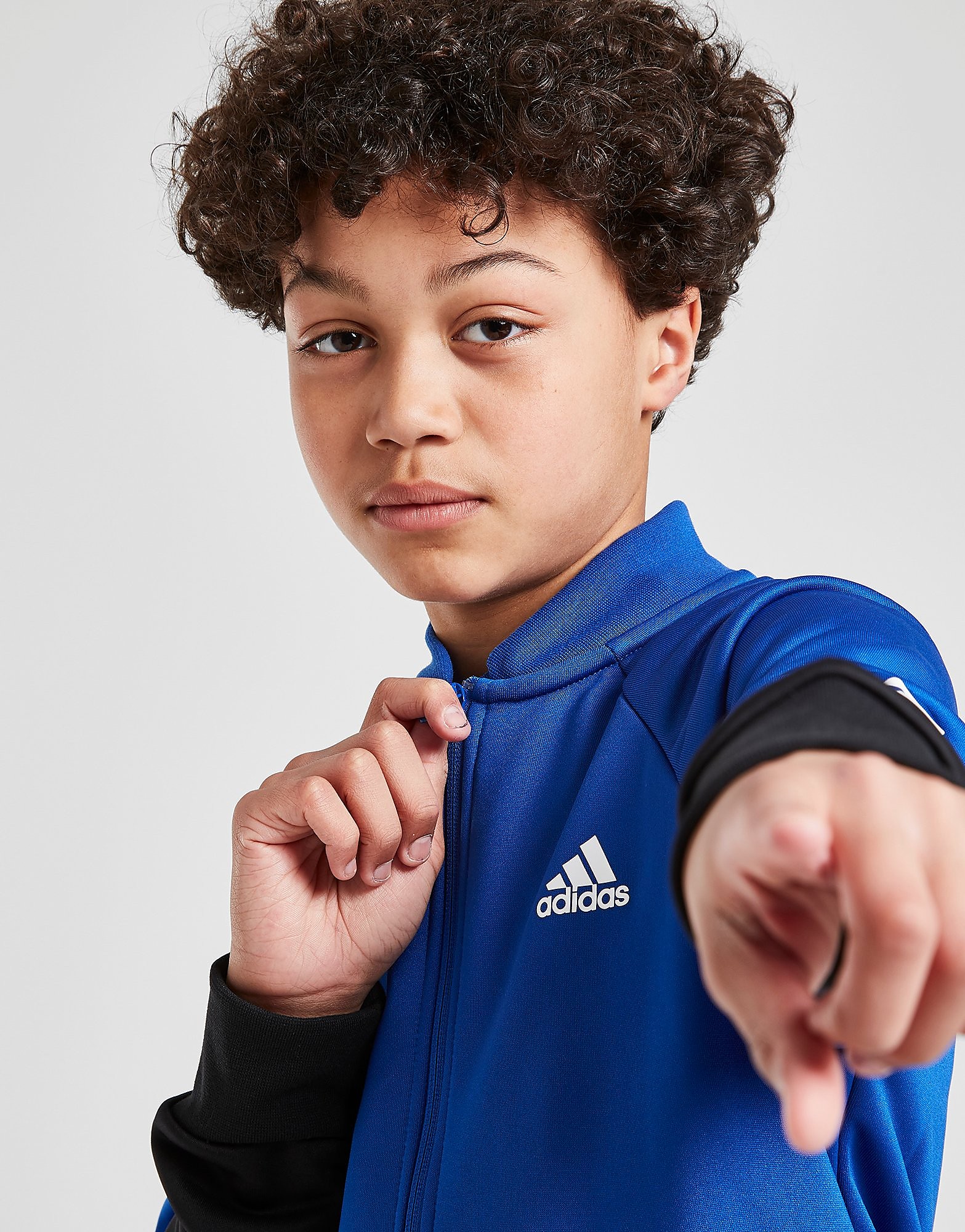 

adidas XFG Poly 3-Stripes Tracksuit Junior - Royal Blue / Black / White - Kids, Royal Blue / Black / White