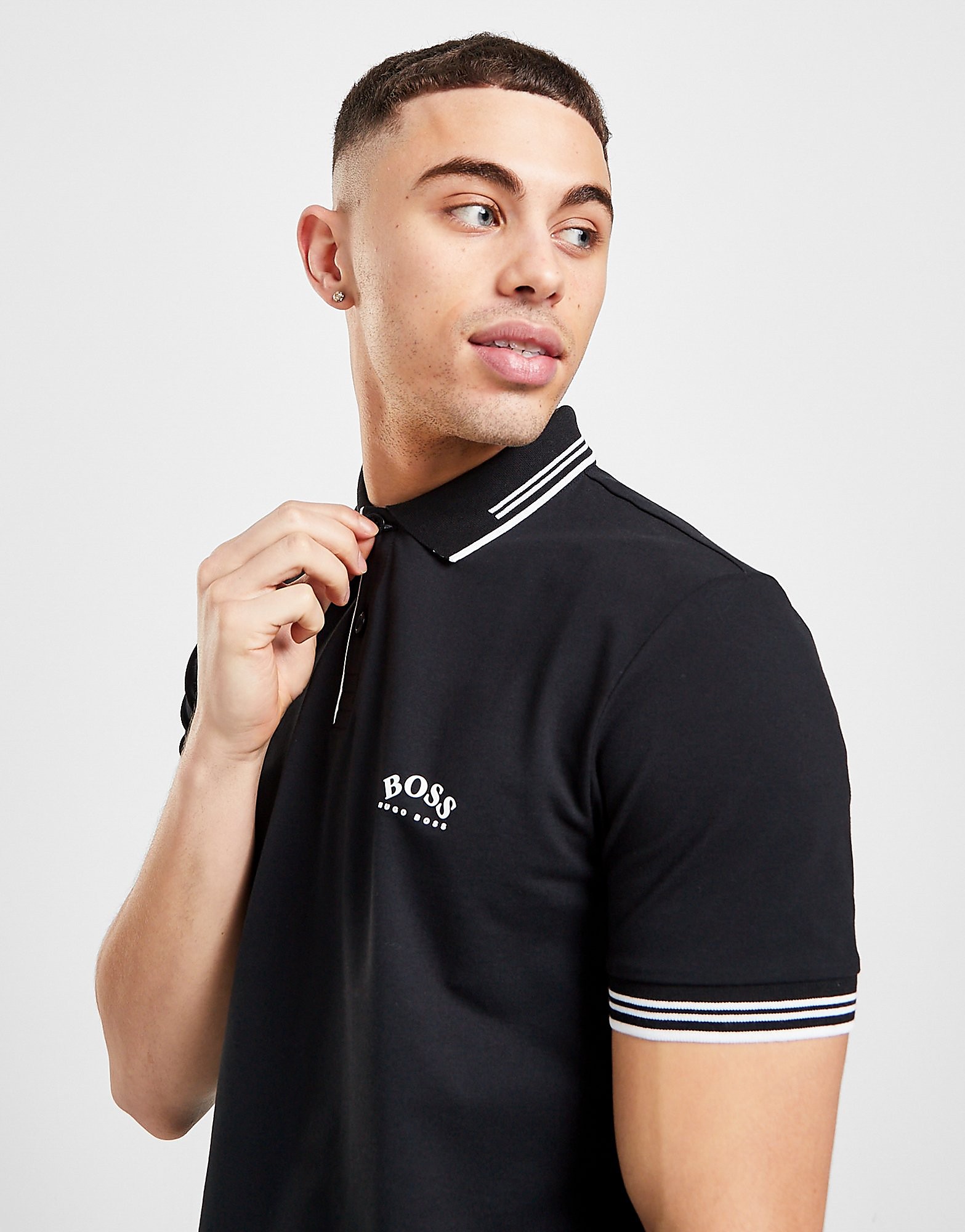 

BOSS Paule Curved Logo Polo Shirt - Black - Mens, Black
