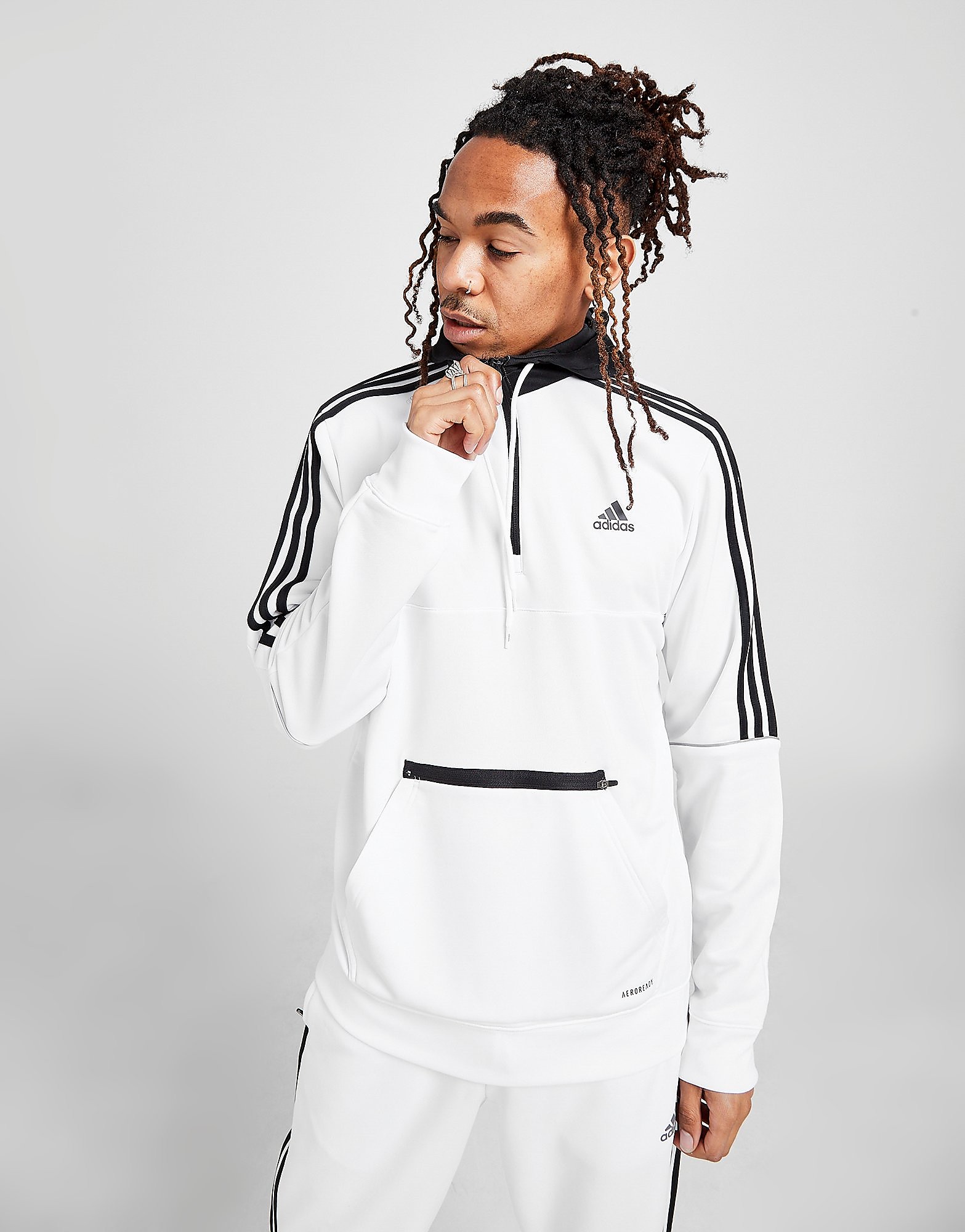 

adidas Match 1/2 Zip Football Hoodie - Only at JD - White - Mens, White