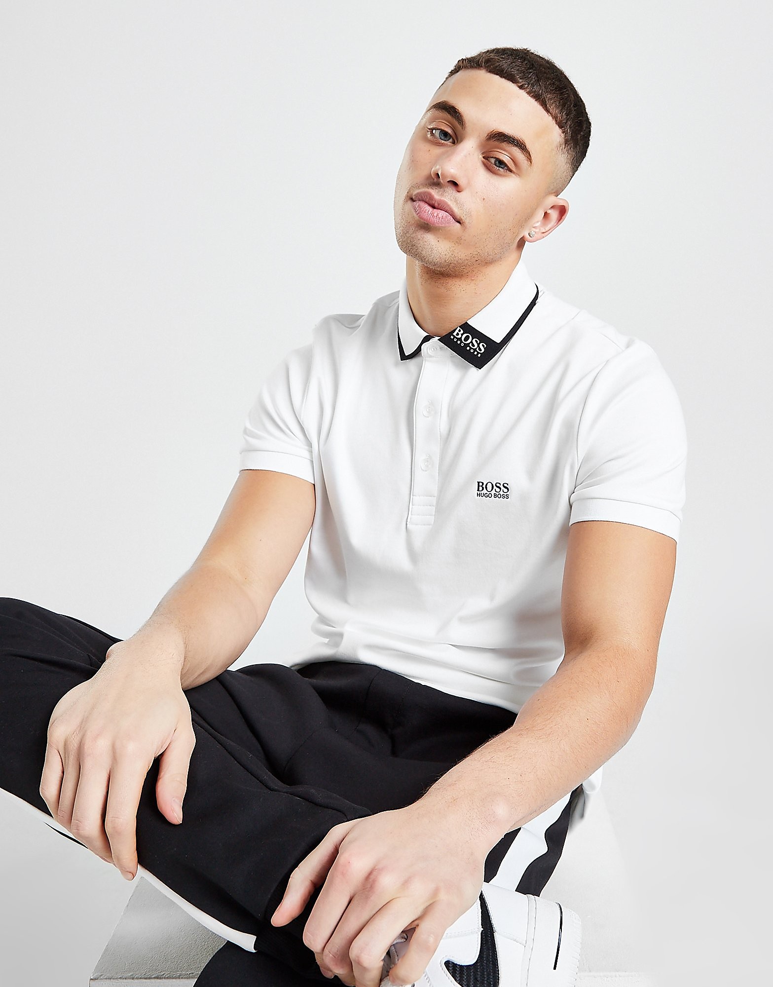 BOSS Paule Colour Box Polo Shirt - Black - Mens, Black