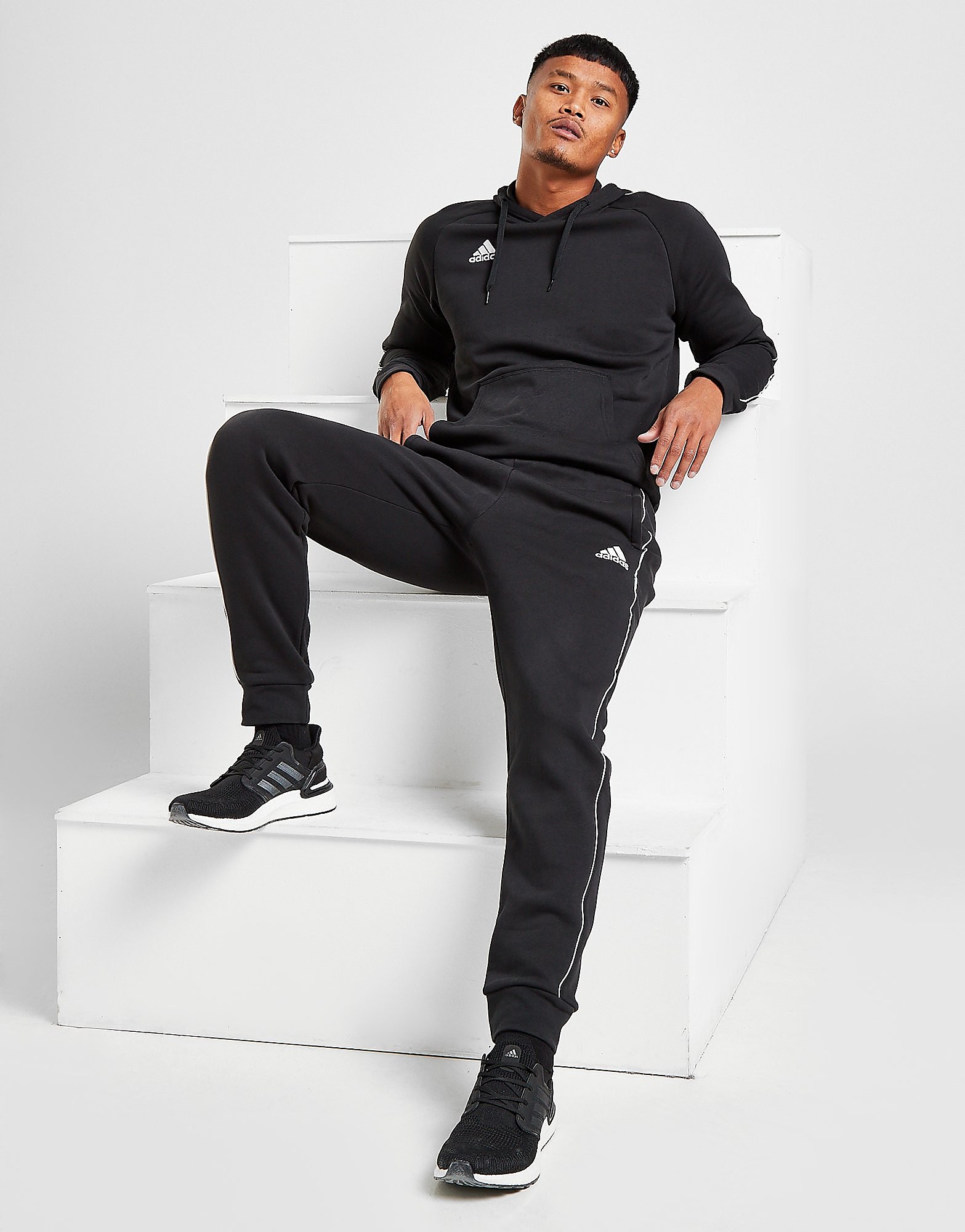 

adidas Football Fleece Joggers - Black / White - Mens, Black / White