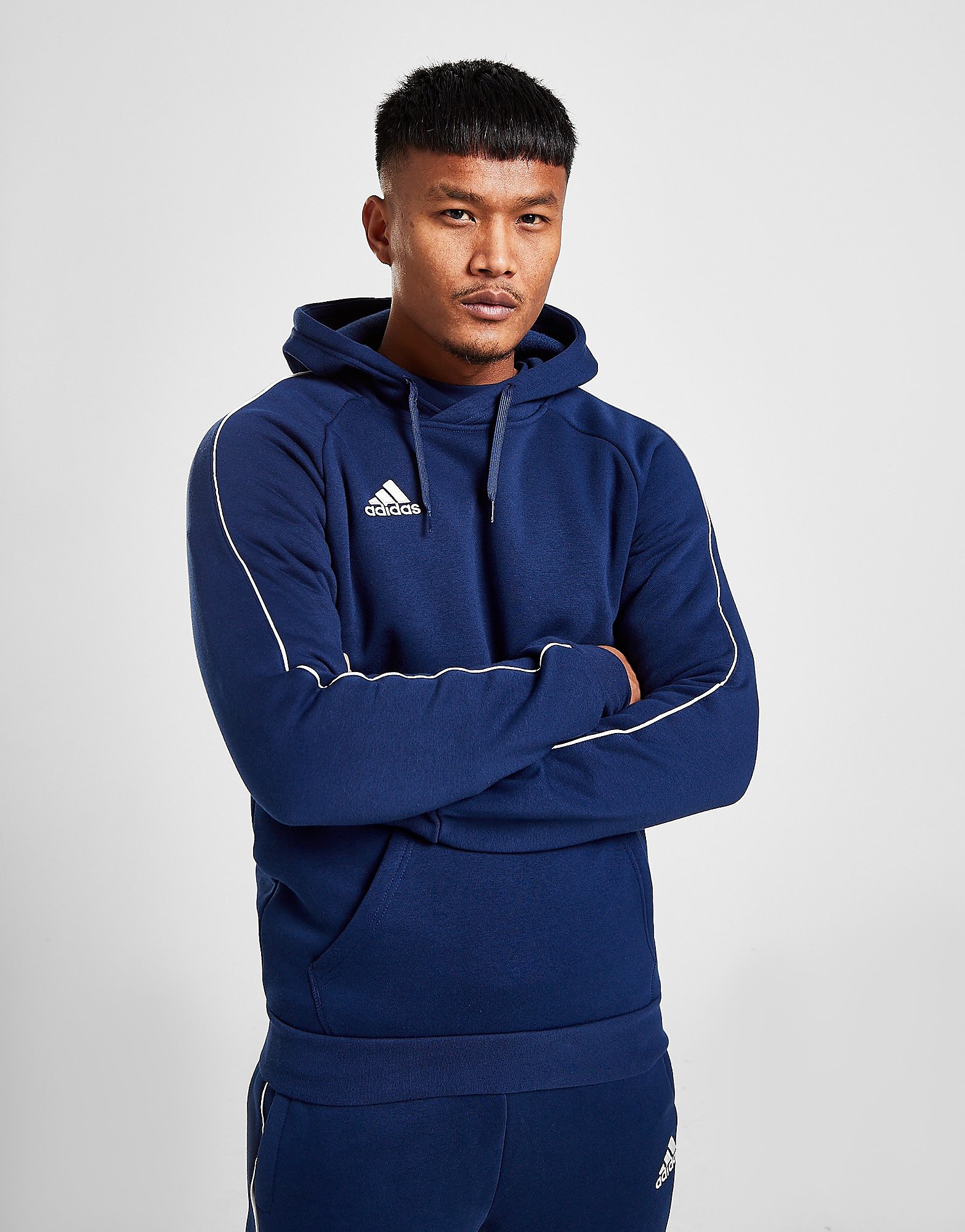 

adidas Football Fleece Overhead Hoodie - Dark Blue / White - Mens, Dark Blue / White