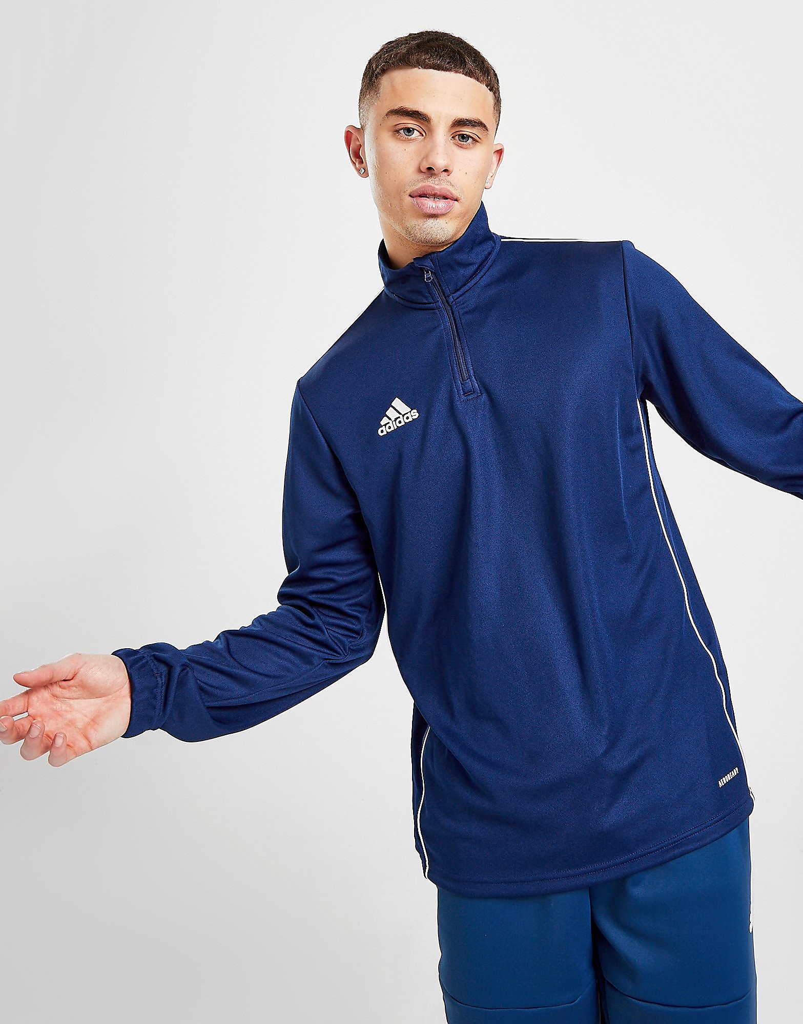 adidas Football Crew 1/2 Zip Top - Dark Blue / White - Mens, Dark Blue / White