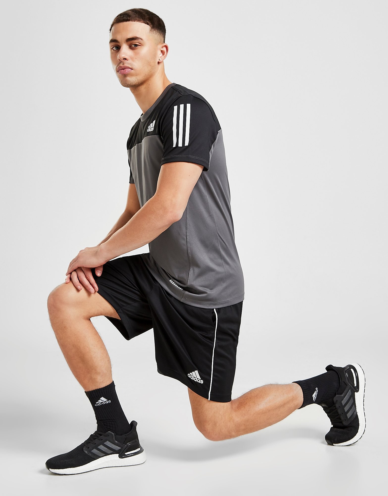 

adidas Core Poly Shorts - Black / White - Mens, Black / White